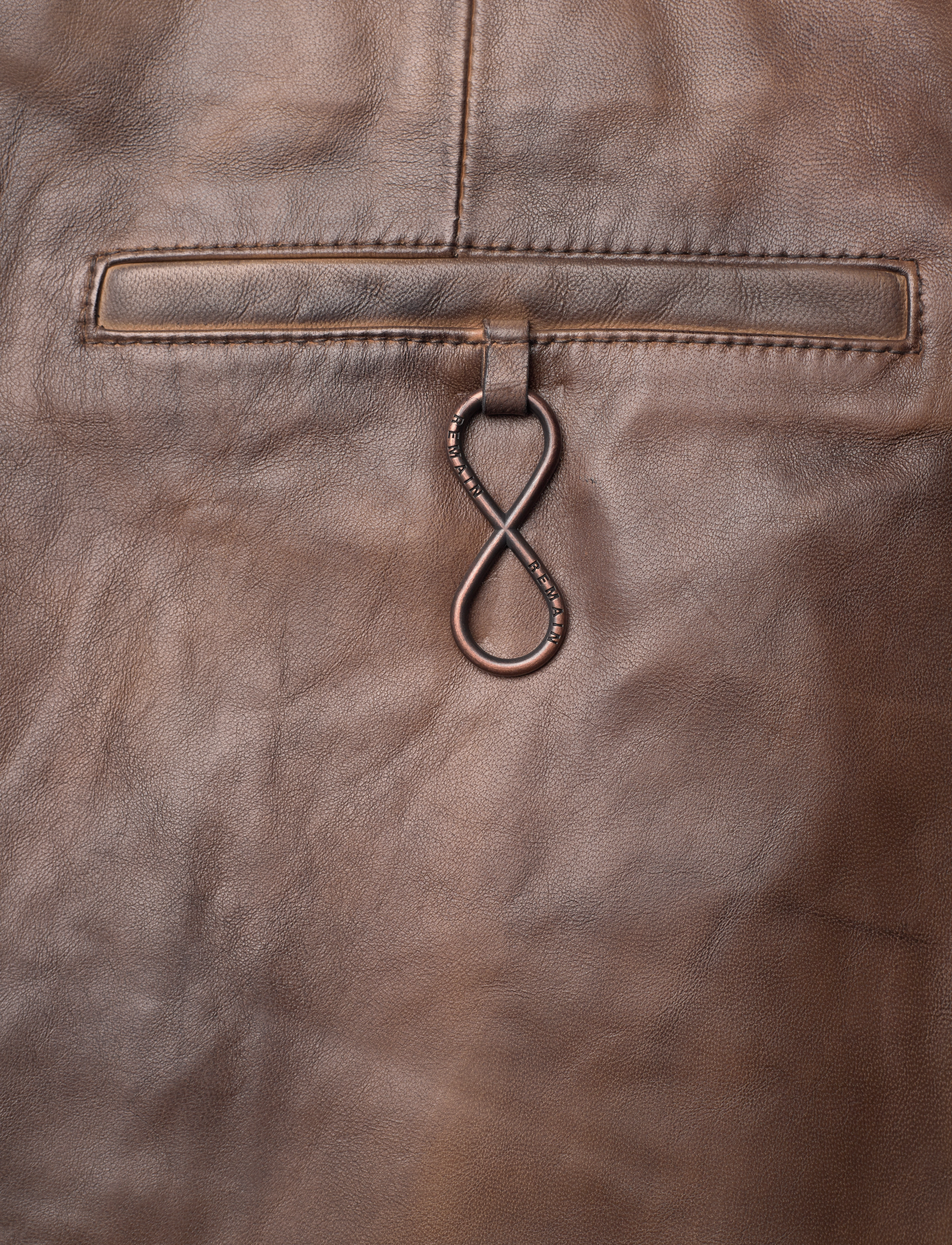 REMAIN Birger Christensen - Leather Pleated Skirt - brown sugar comb. - 3