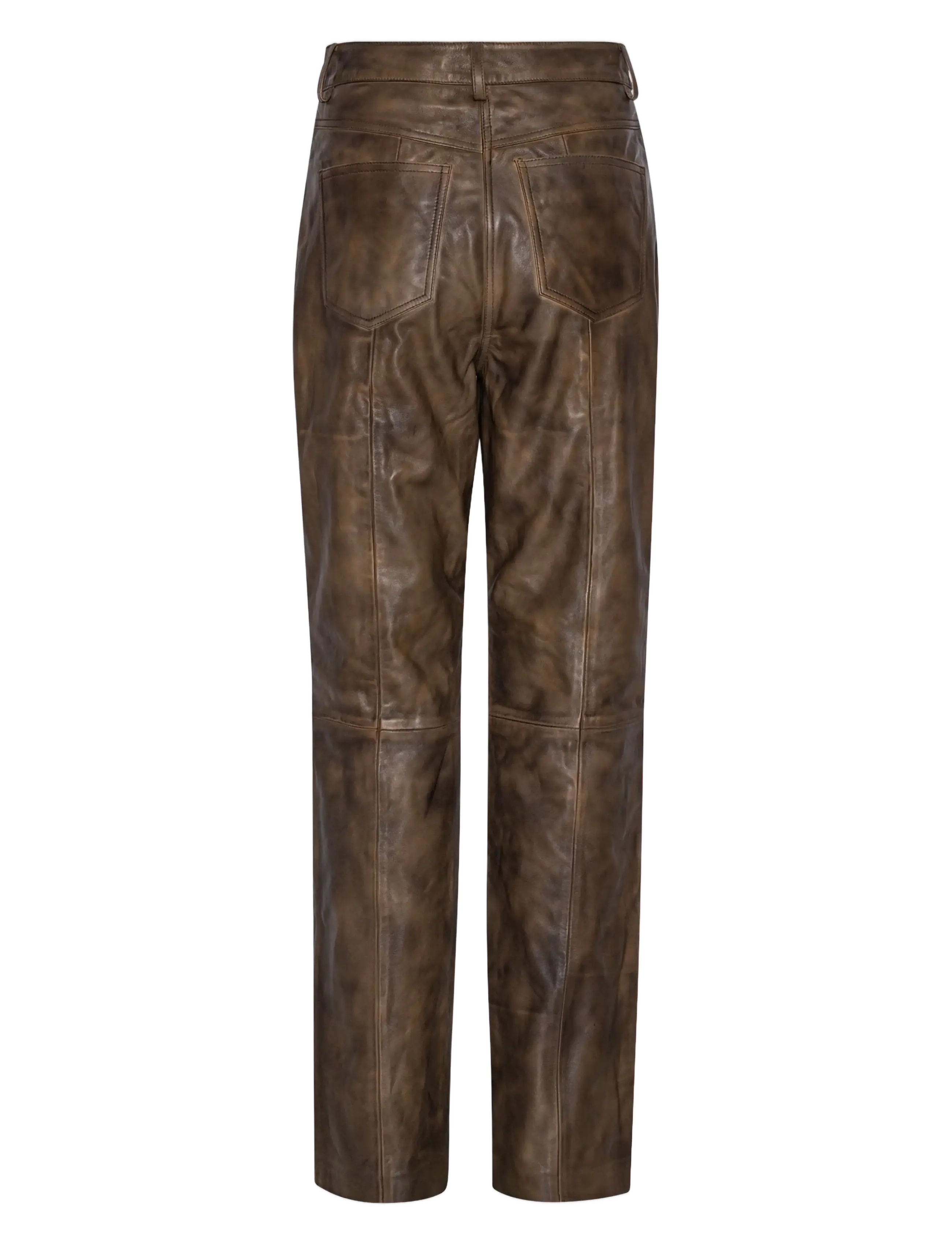 REMAIN Birger Christensen - 5-POCKET LEATHER PANTS - brown sugar comb. - 1