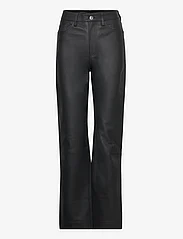 REMAIN Birger Christensen - Leather Straight Pants - vakarėlių drabužiai išparduotuvių kainomis - black - 0