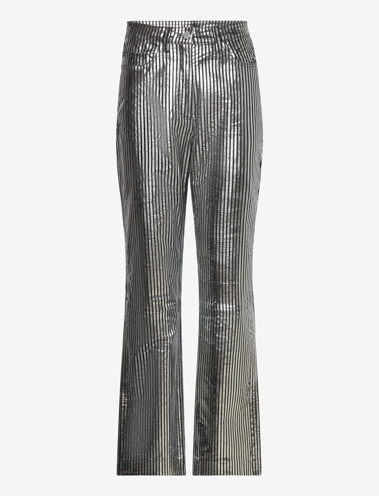 REMAIN Birger Christensen - Striped Leather Pants - læderbukser - black comb. - 0