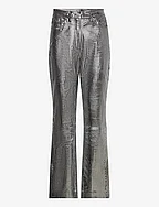 Striped Leather Pants - BLACK COMB.