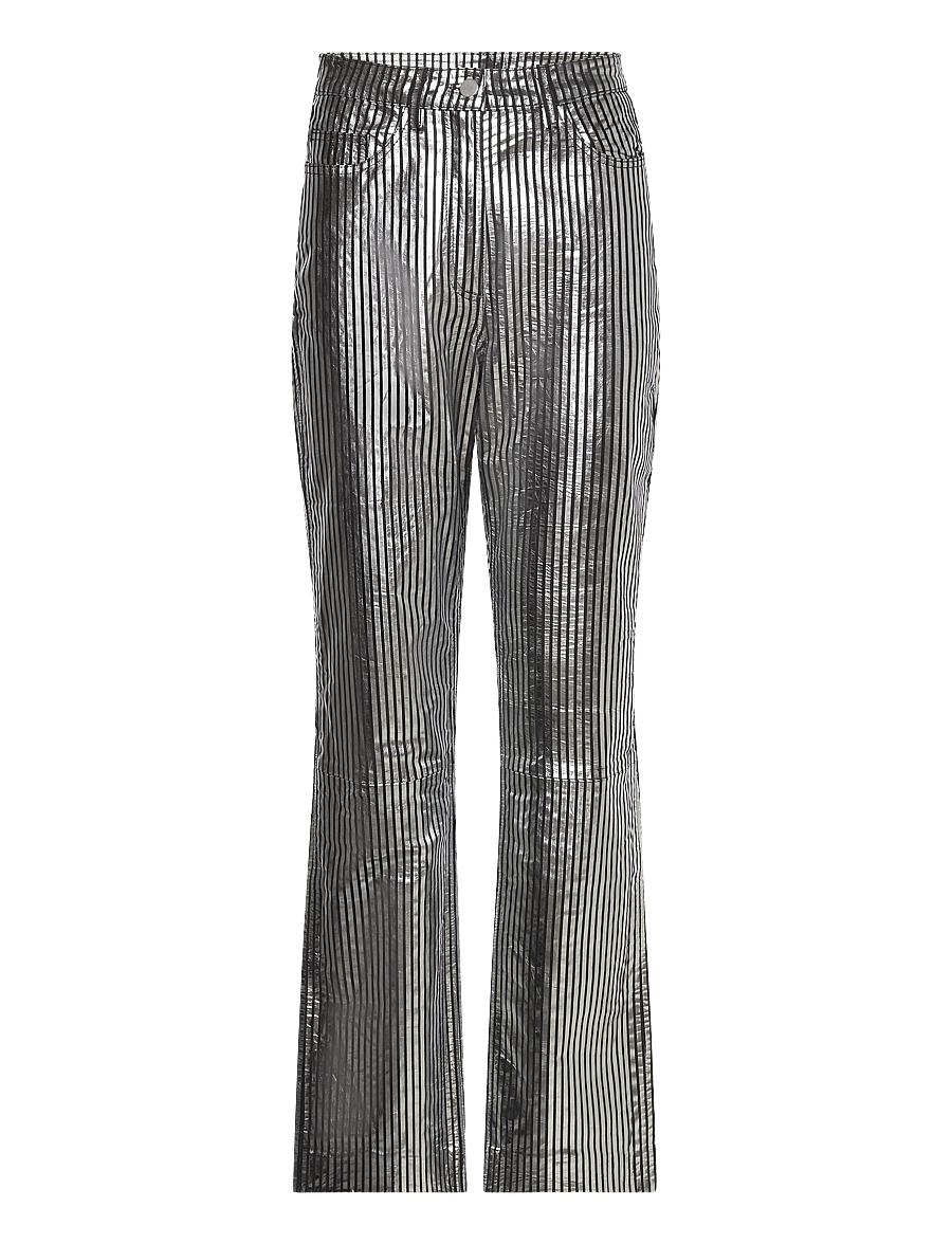REMAIN Birger Christensen - Striped Leather Pants - skinnbyxor - black comb. - 0