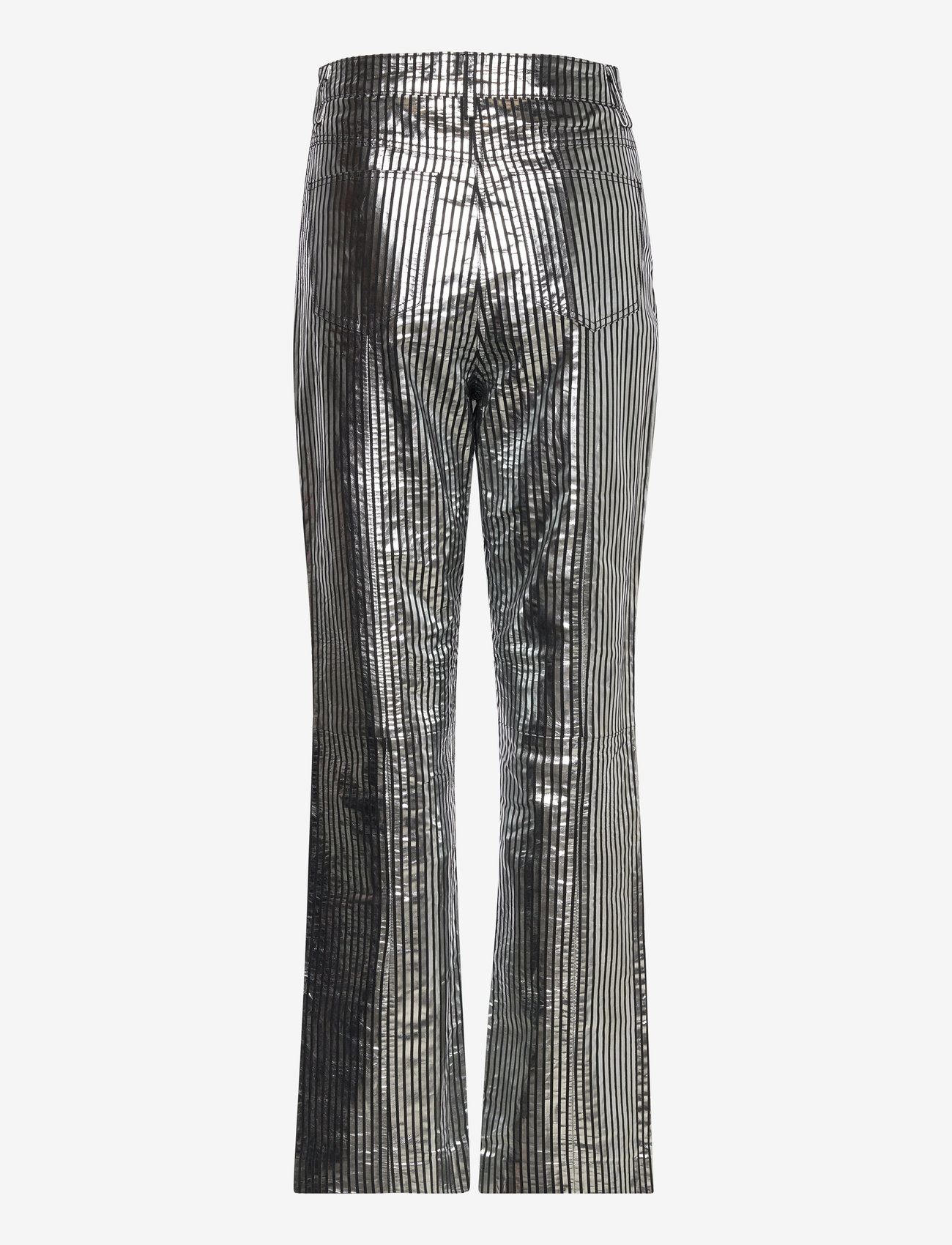REMAIN Birger Christensen - Striped Leather Pants - læderbukser - black comb. - 1