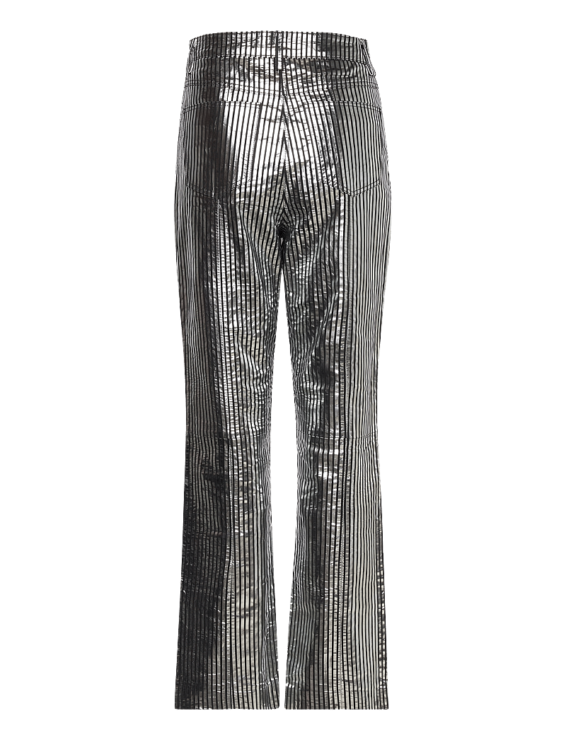 REMAIN Birger Christensen - Striped Leather Pants - læderbukser - black comb. - 1