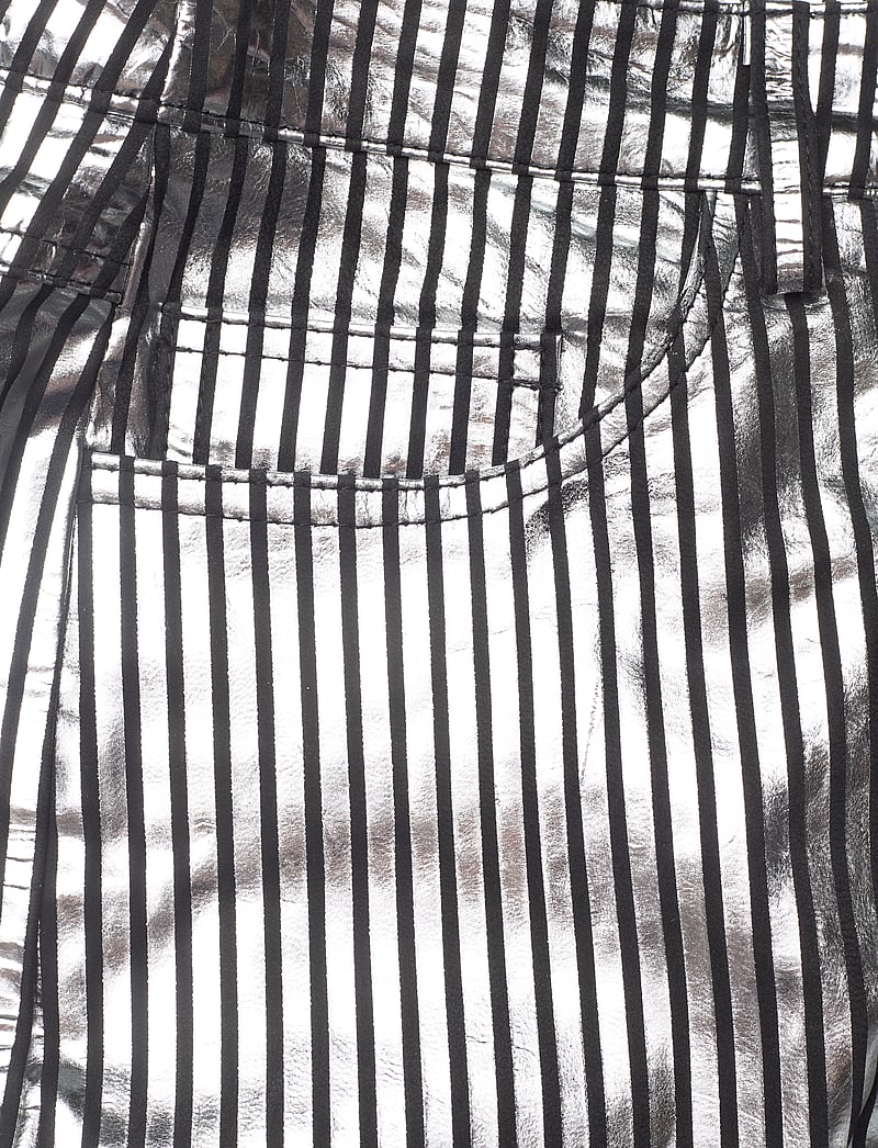 REMAIN Birger Christensen - Striped Leather Pants - læderbukser - black comb. - 2
