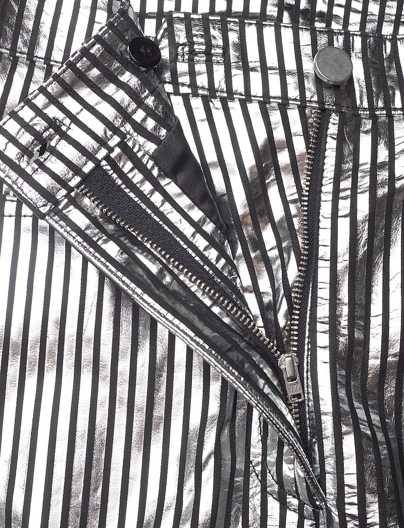 REMAIN Birger Christensen - Striped Leather Pants - læderbukser - black comb. - 3