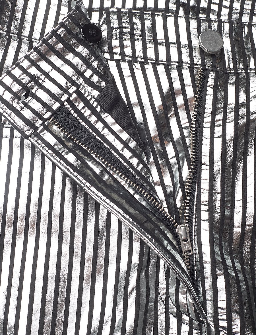 REMAIN Birger Christensen - Striped Leather Pants - skinnbyxor - black comb. - 3