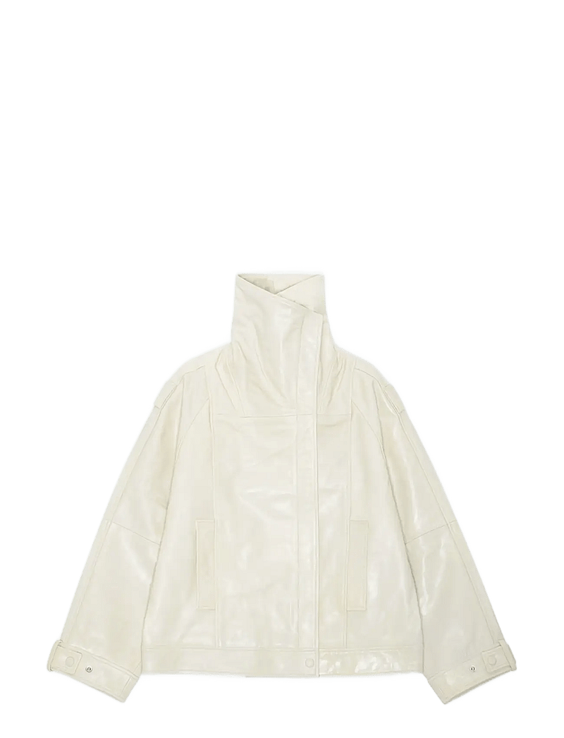 REMAIN Birger Christensen - OVERSIZED LEATHER JACKET - vårjackor - egret - 0
