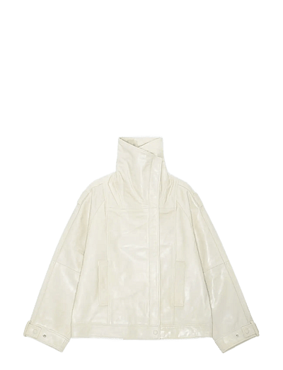 REMAIN Birger Christensen OVERSIZED LEATHER JACKET - REMAIN - EGRET / cream