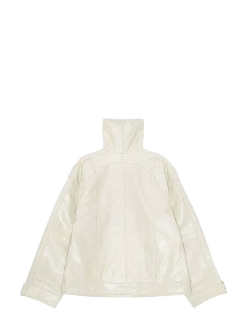 REMAIN Birger Christensen - OVERSIZED LEATHER JACKET - vårjackor - egret - 1
