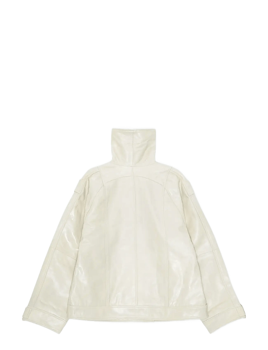 REMAIN Birger Christensen - OVERSIZED LEATHER JACKET - kevadjoped - egret - 1