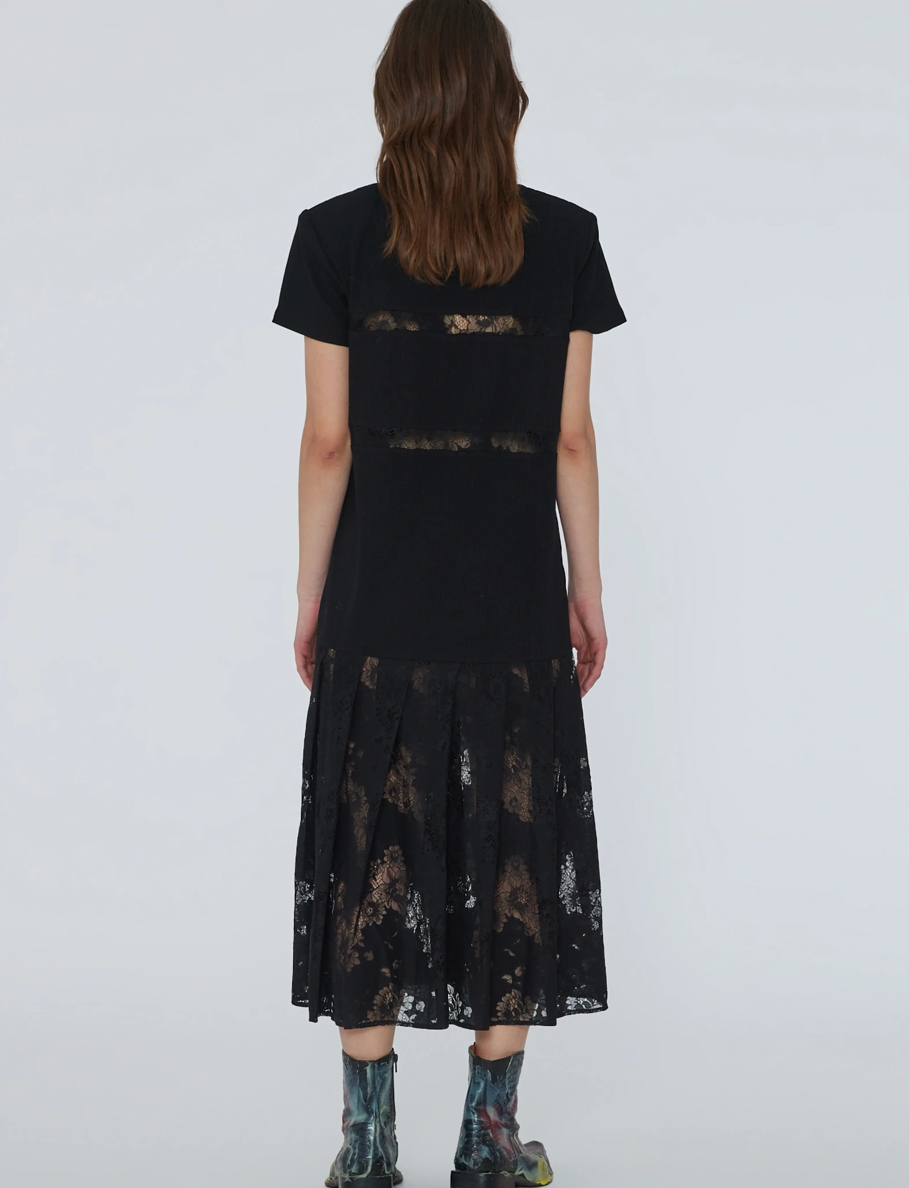 REMAIN Birger Christensen - LACE MIX PLEAT DRESS - black - 3
