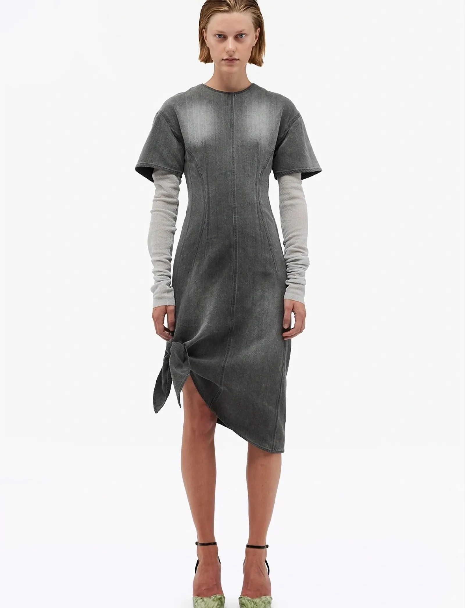 REMAIN Birger Christensen DRAPY DENIM DRESS - Kleider - SILVER FILIGREE / grey