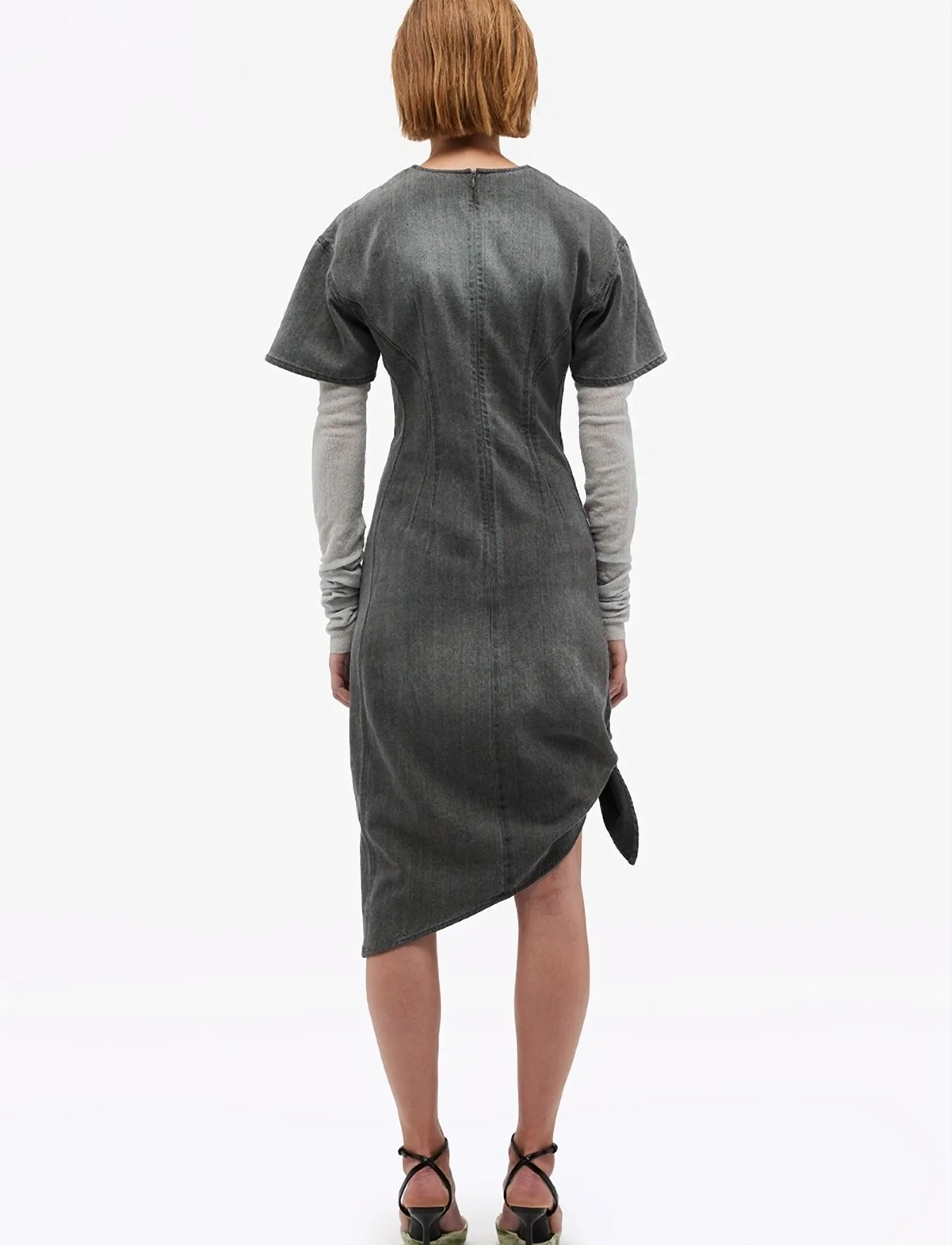 REMAIN Birger Christensen - DRAPY DENIM DRESS - silver filigree - 3