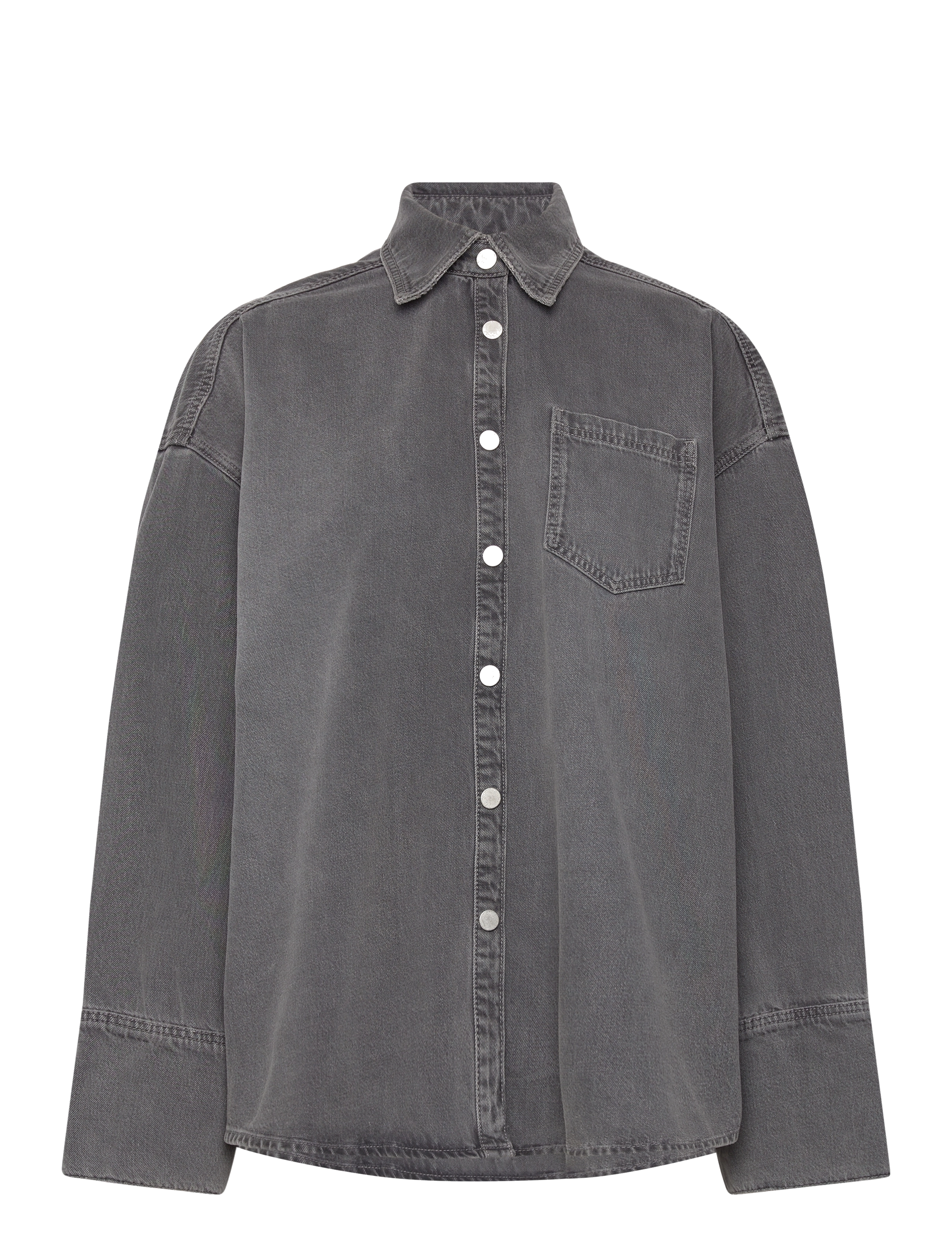 REMAIN Birger Christensen DRAPY DENIM SHIRT - Overshirts - SILVER FILIGREE / grey