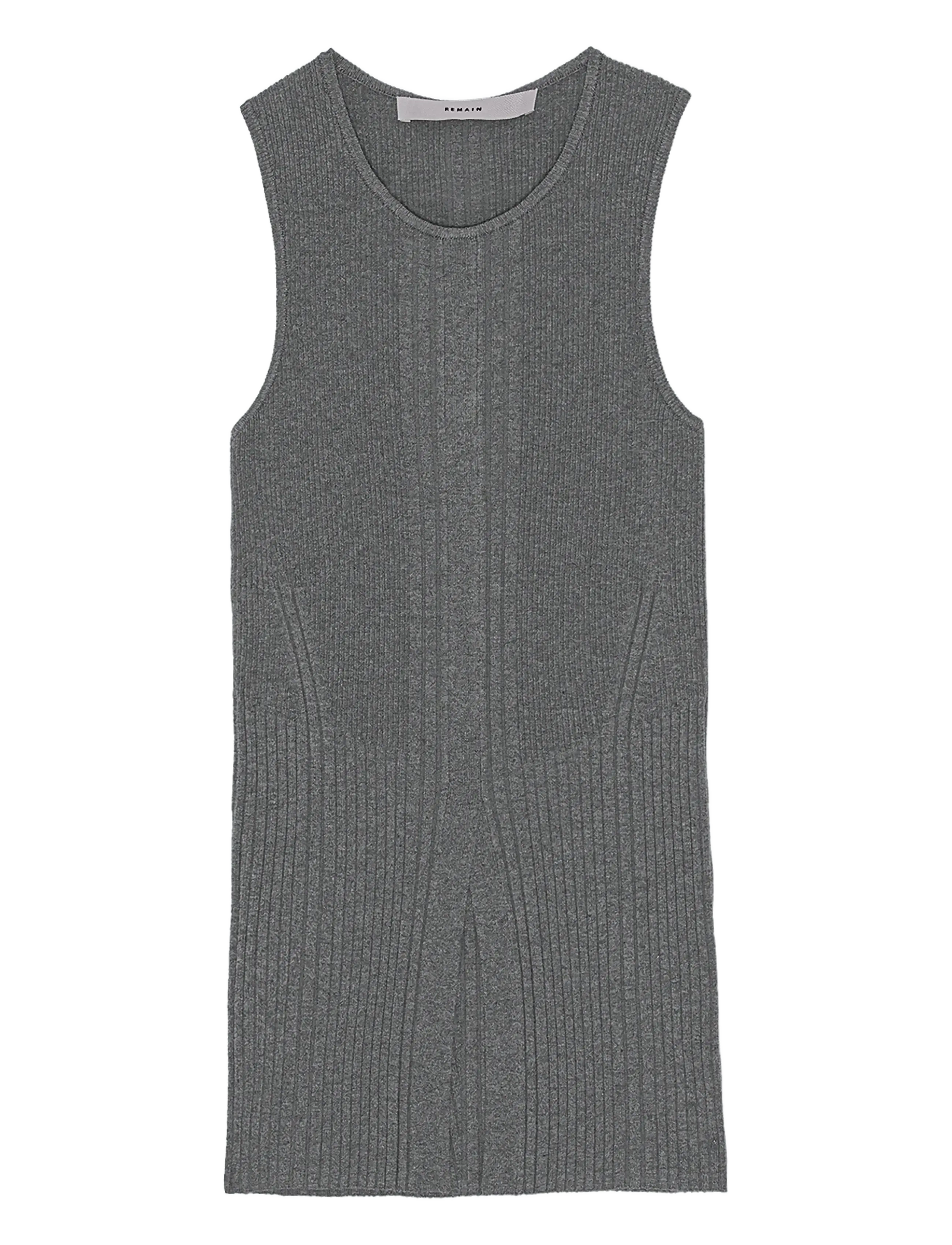 REMAIN Birger Christensen RIB KNIT TANK TOP - REMAIN Birger Christensen - GRANITE GRAY / grey