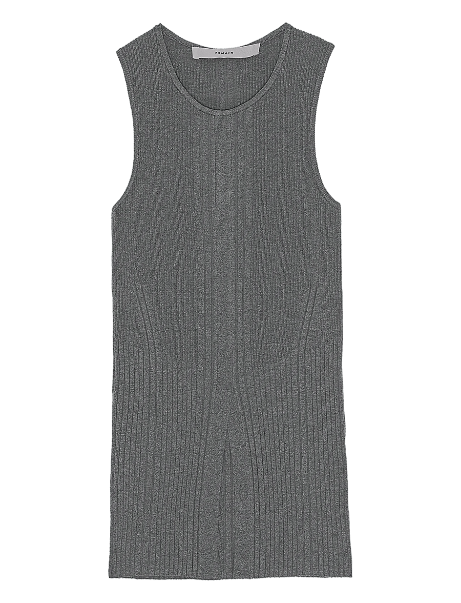 REMAIN Birger Christensen - RIB KNIT TANK TOP - topid ja varrukateta alussärgid - granite gray - 1