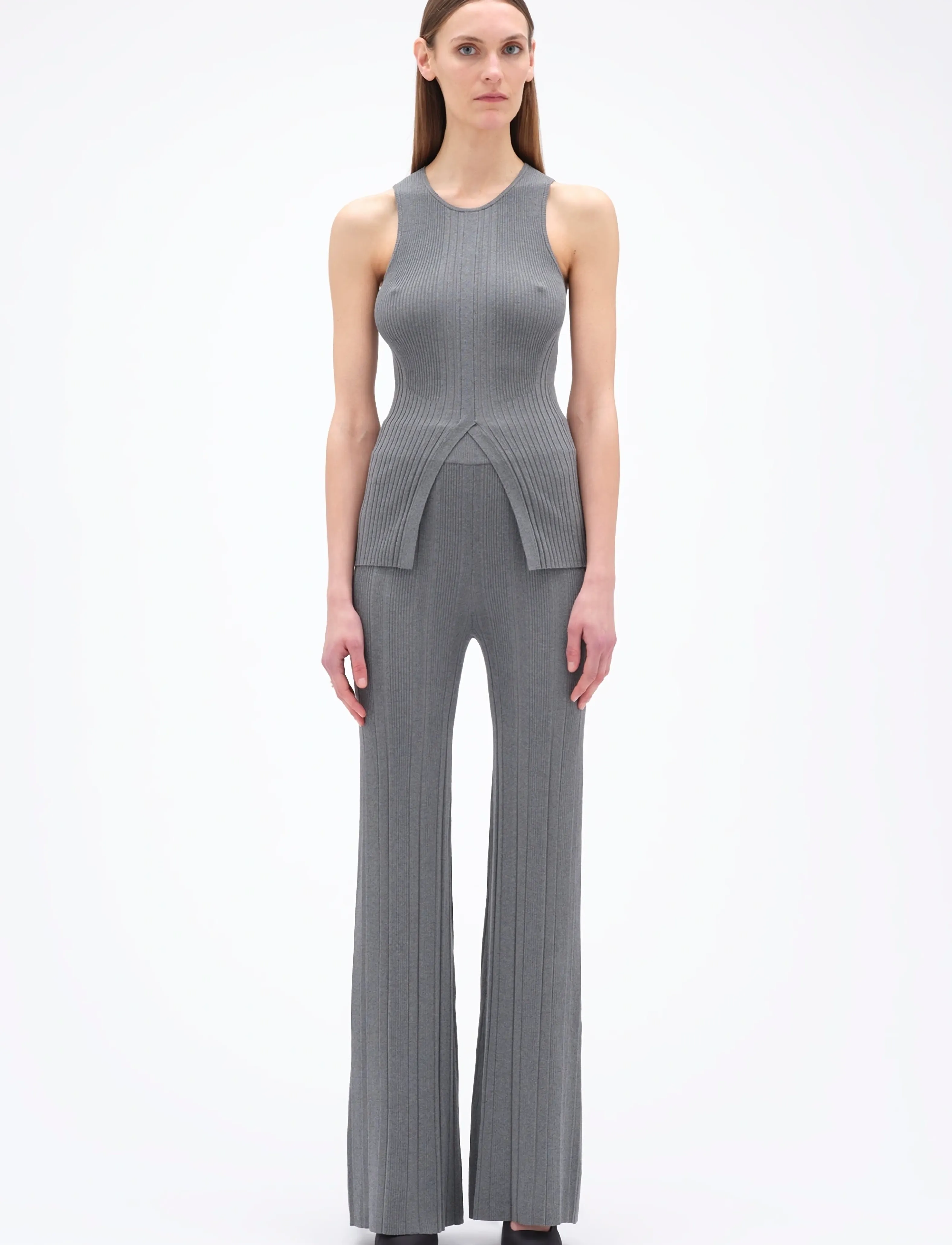 REMAIN Birger Christensen RIB KNIT TANK TOP - T-shirts & Toppar - GRANITE GRAY / grey
