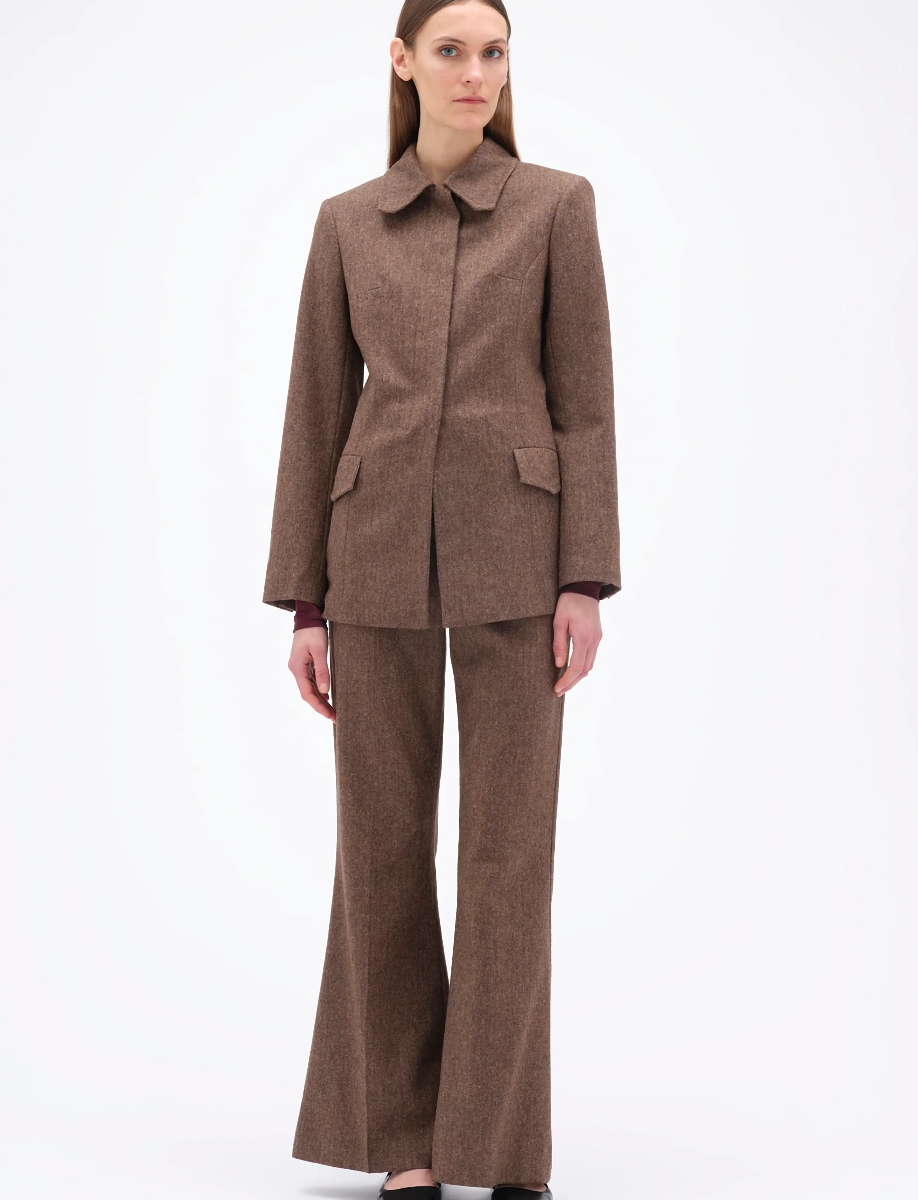 REMAIN Birger Christensen FITTED HERRINGBONE BLAZER - Kollektionen - CARAFE COMB. / brown
