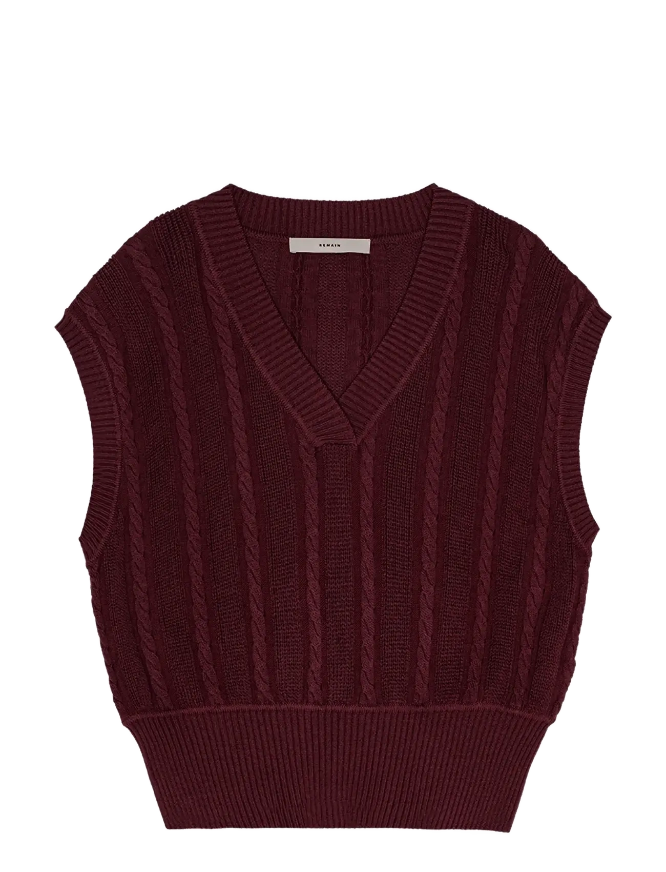 REMAIN Birger Christensen CABLE KNIT VEST - Gestrickte westen - WINETASTING / burgundy