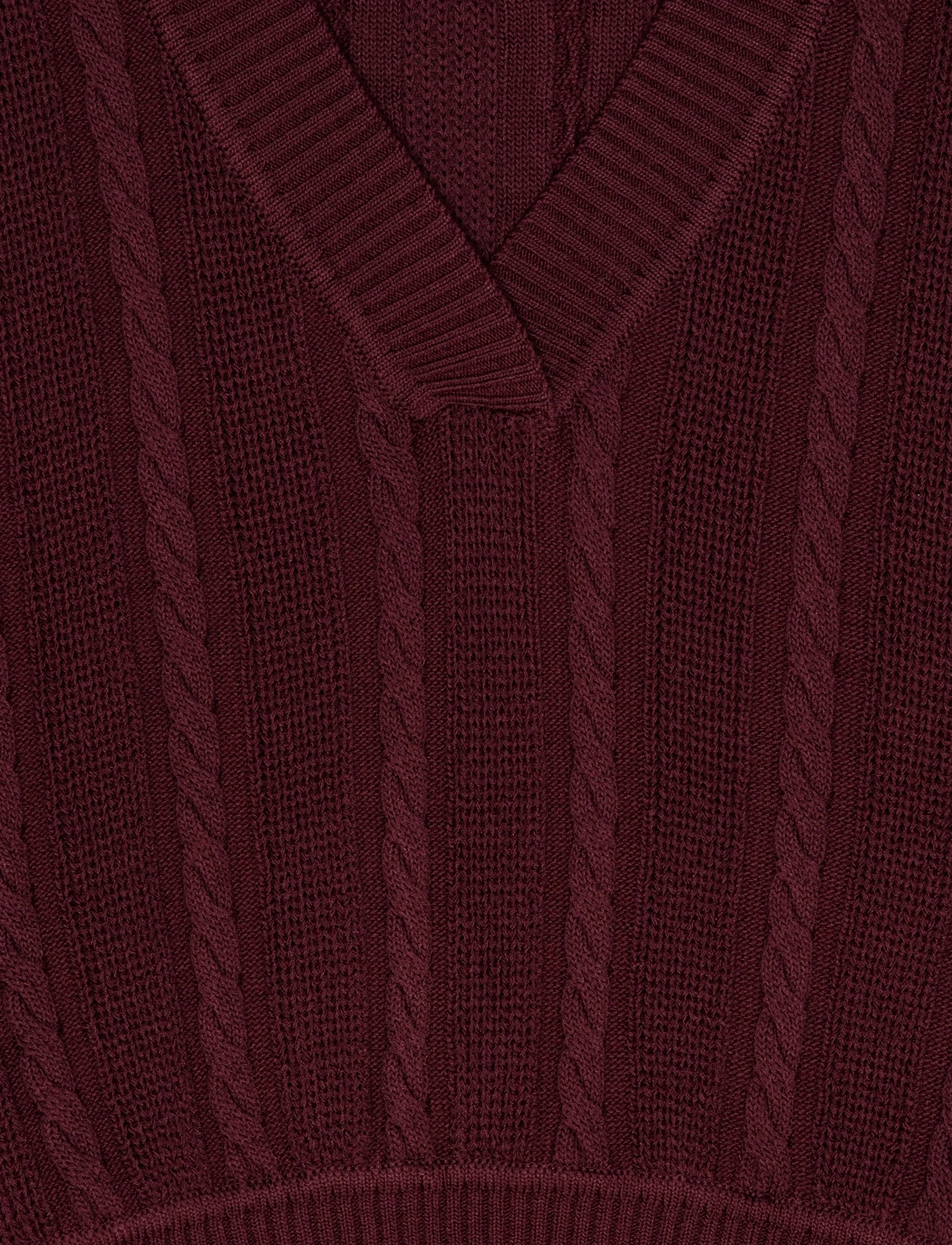 REMAIN Birger Christensen - CABLE KNIT VEST - winetasting - 2