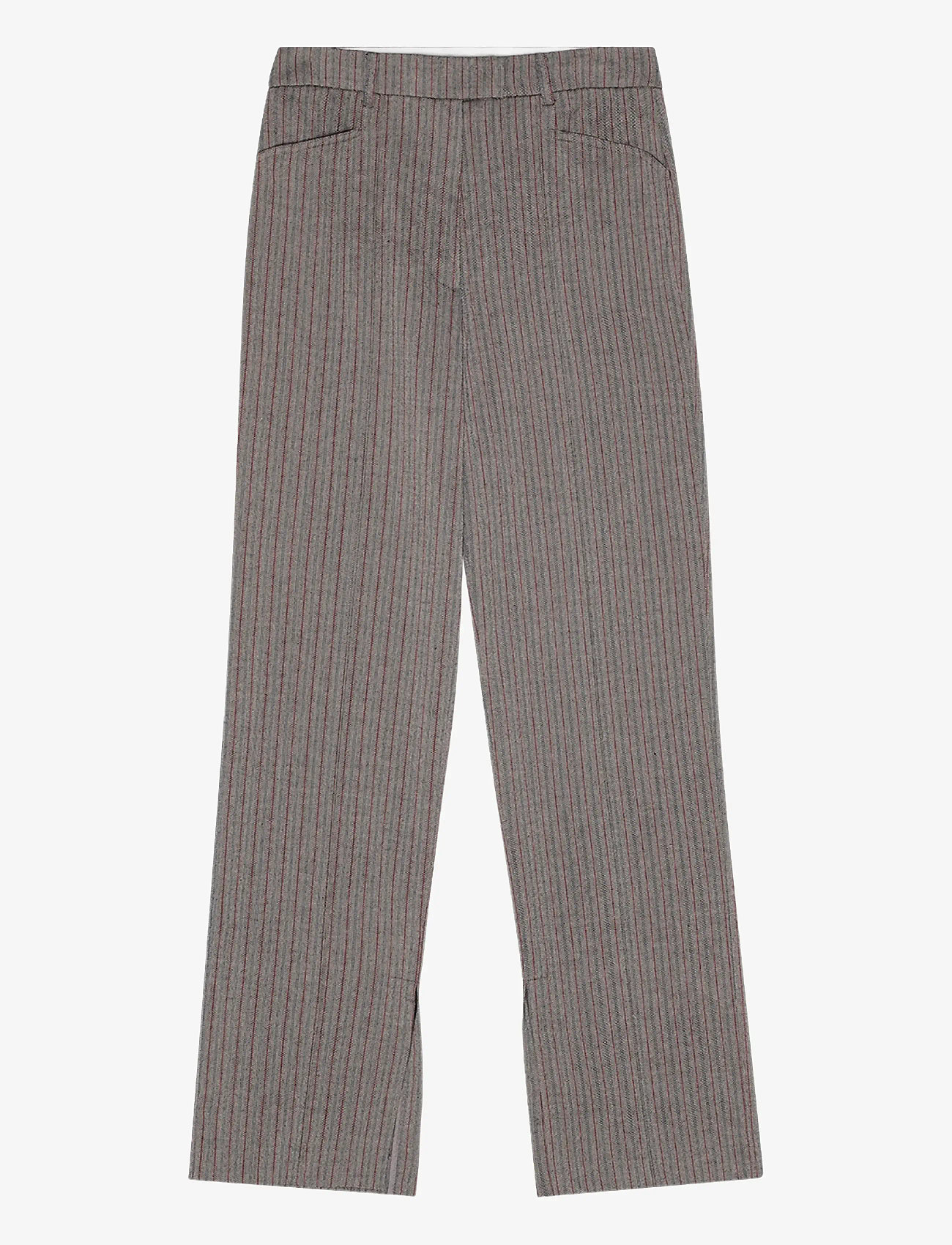 REMAIN Birger Christensen - HERRINGBONE SLIM PANTS - tailored trousers - brushed nickel comb. - 0
