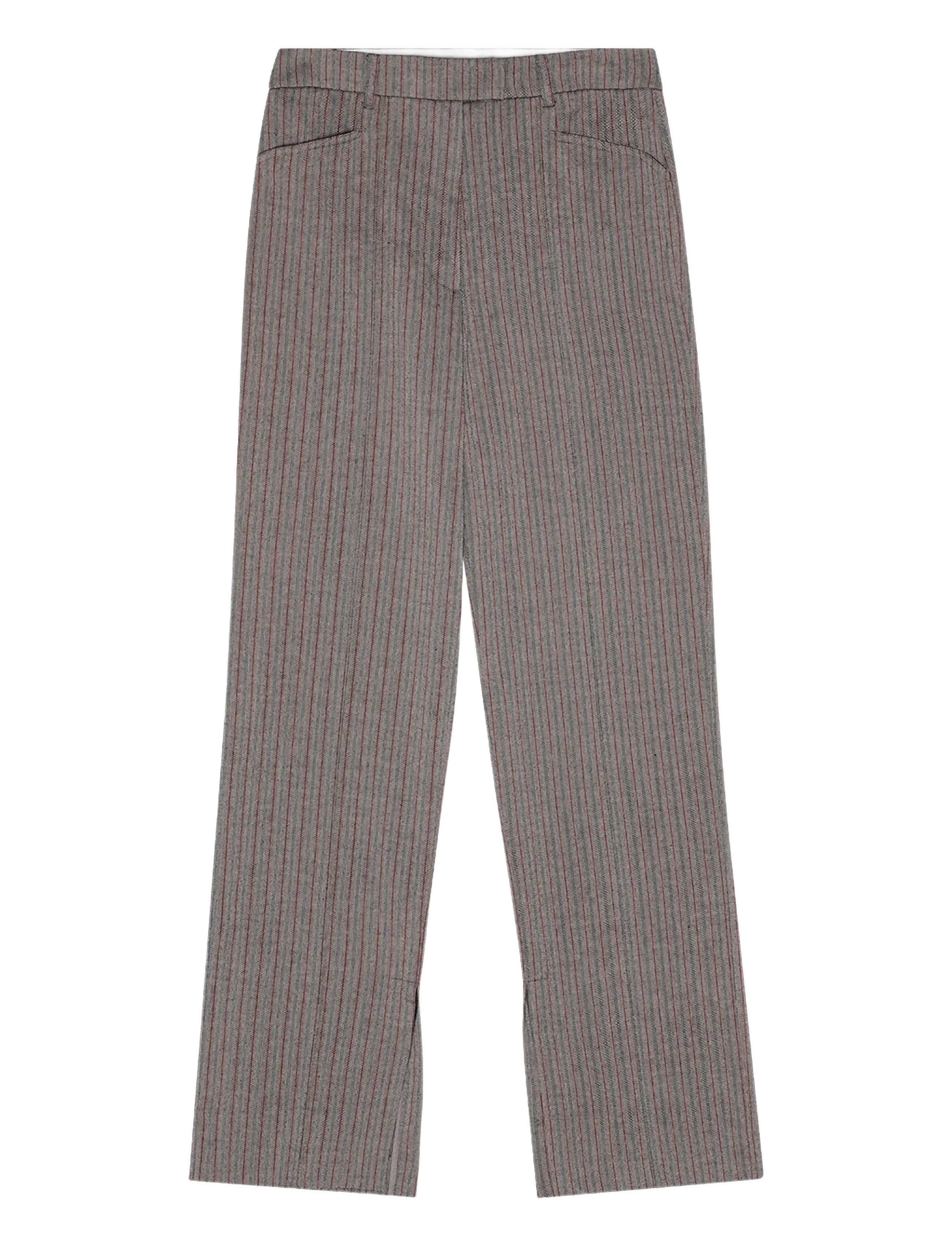 REMAIN Birger Christensen HERRINGBONE SLIM PANTS - Kitsalõikelised püksid - BRUSHED NICKEL COMB. / brown