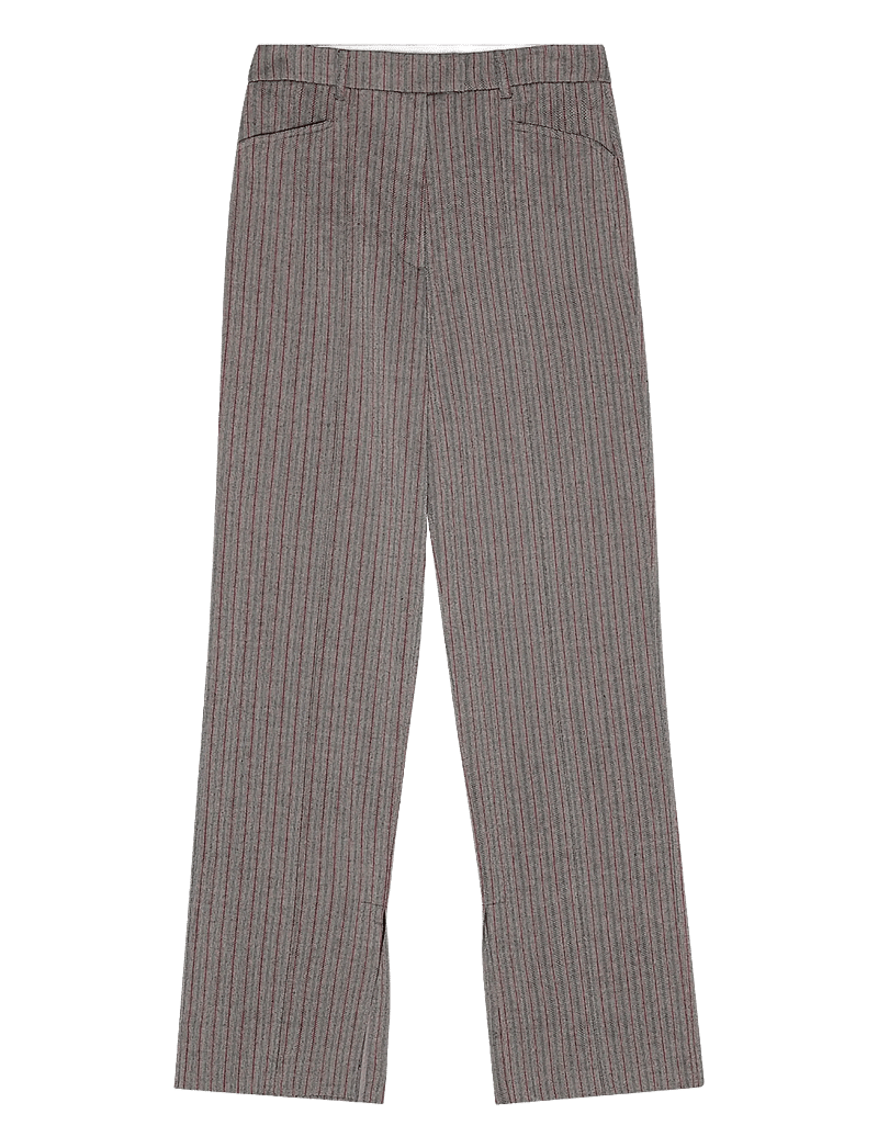 REMAIN Birger Christensen - HERRINGBONE SLIM PANTS - tailored trousers - brushed nickel comb. - 0