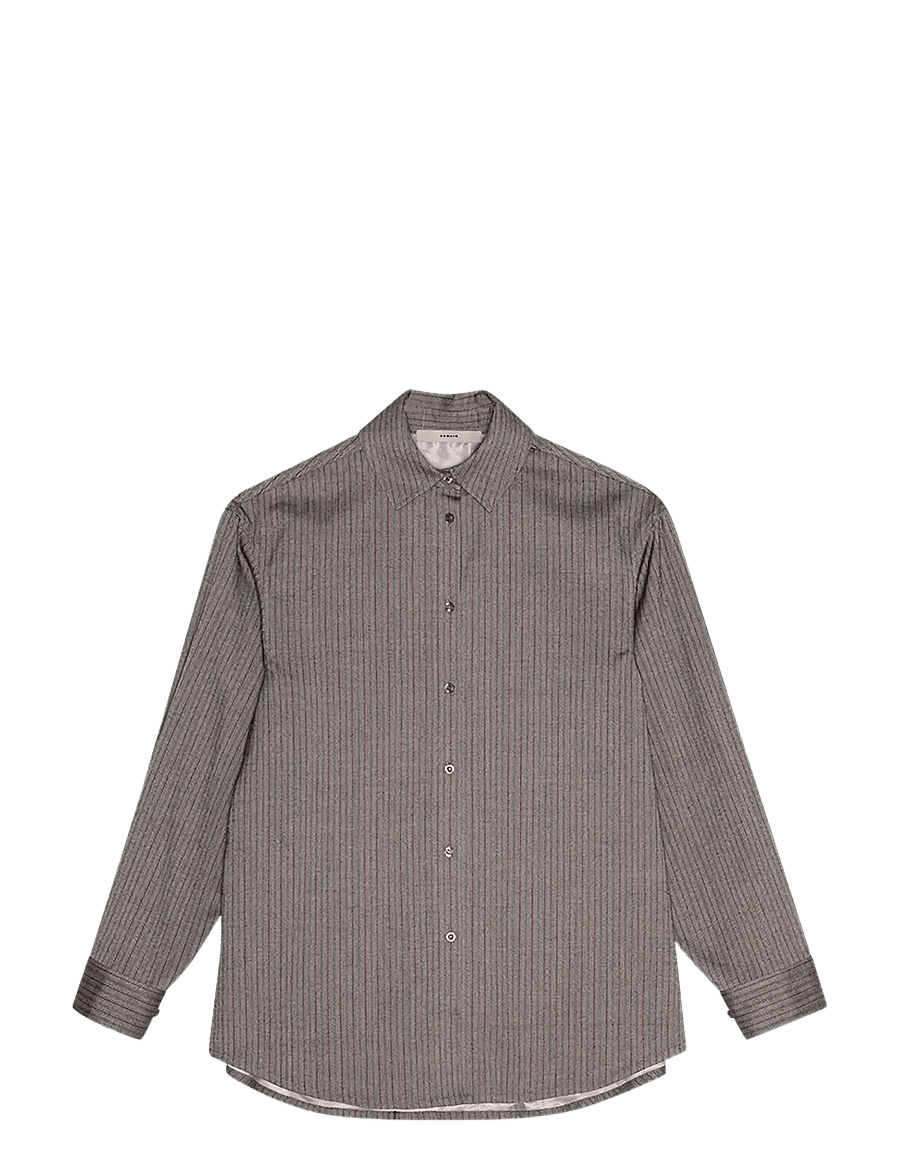 REMAIN Birger Christensen - HERRINGBONE OVERSHIRT - long-sleeved shirts - brushed nickel comb. - 0