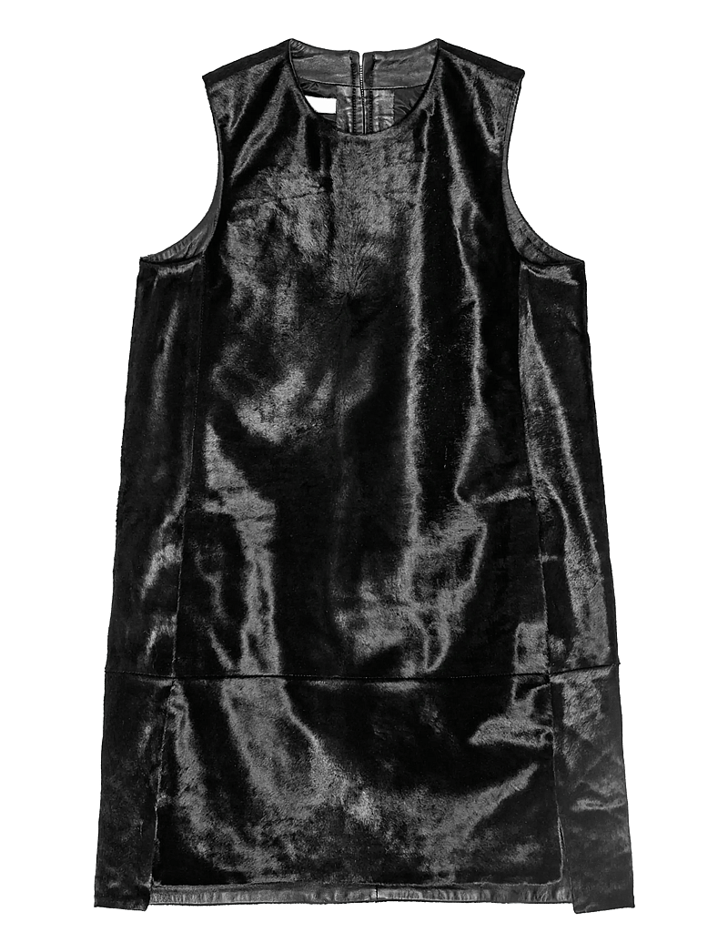 REMAIN Birger Christensen - MIDI LEATHER DRESS - partykleider - 1000 black comb. - 0