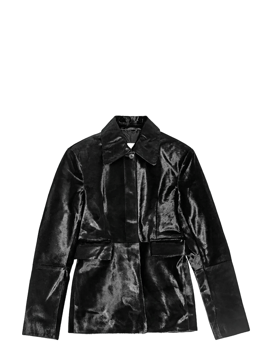 REMAIN Birger Christensen - SLIM LEATHER BLAZER - spring jackets - 1000 black comb. - 1