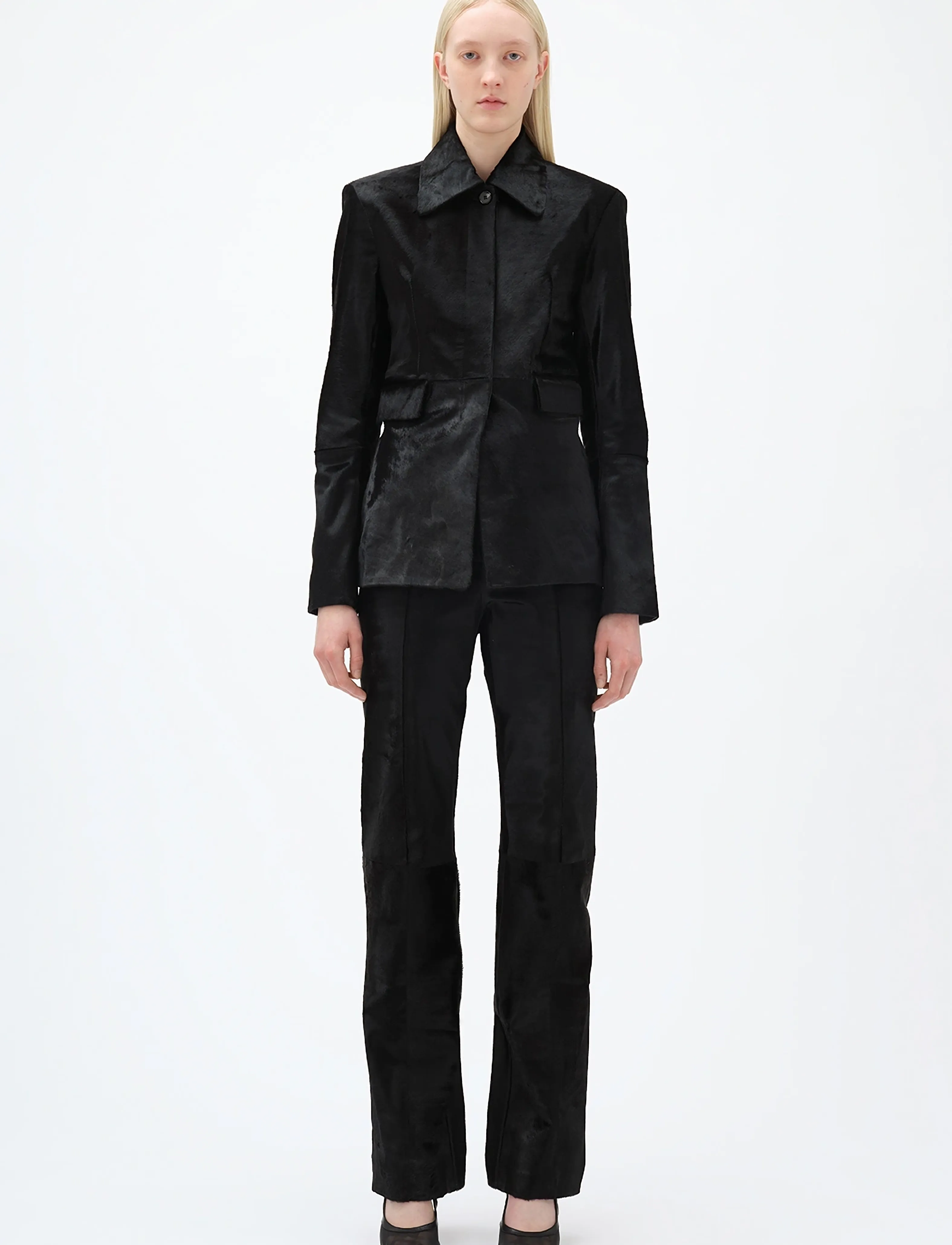 REMAIN Birger Christensen SLIM LEATHER BLAZER - Jacken - 1000 BLACK COMB. / black