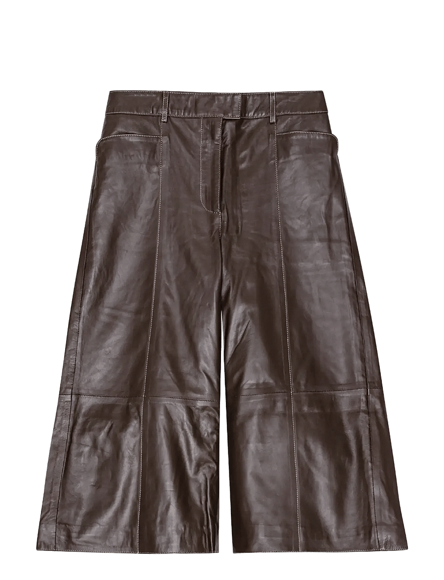 REMAIN Birger Christensen - SHORT WIDE LEATHER PANTS - culottes-housut - delicioso - 1