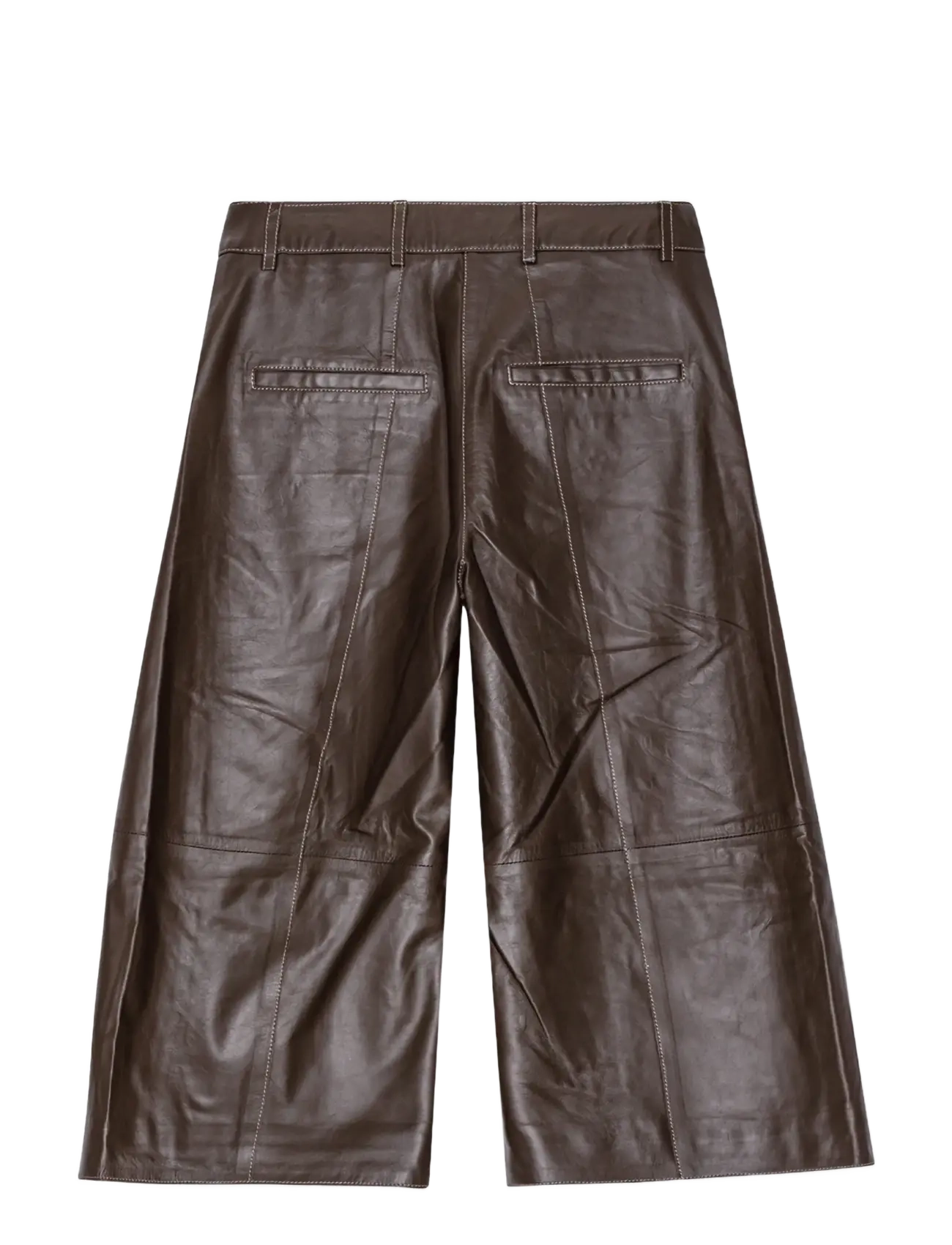 REMAIN Birger Christensen - SHORT WIDE LEATHER PANTS - culottes-housut - delicioso - 2