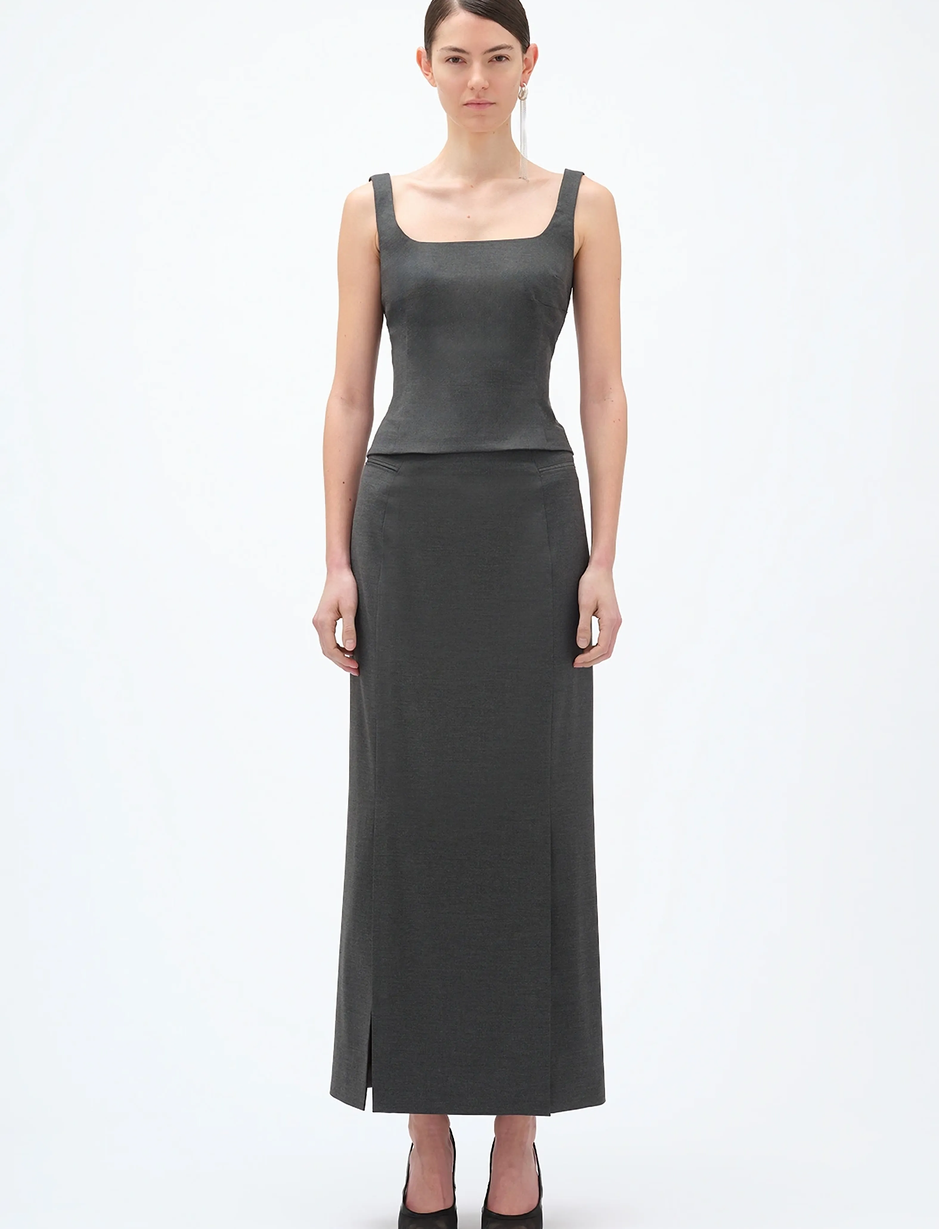 REMAIN Birger Christensen MIDI PENCIL SKIRT - Midi-Röcke - TORNADO / grey