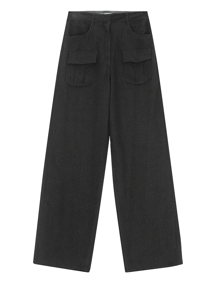REMAIN Birger Christensen - TAPERED SUITING PANTS - lietišķā stila bikses - black - 1