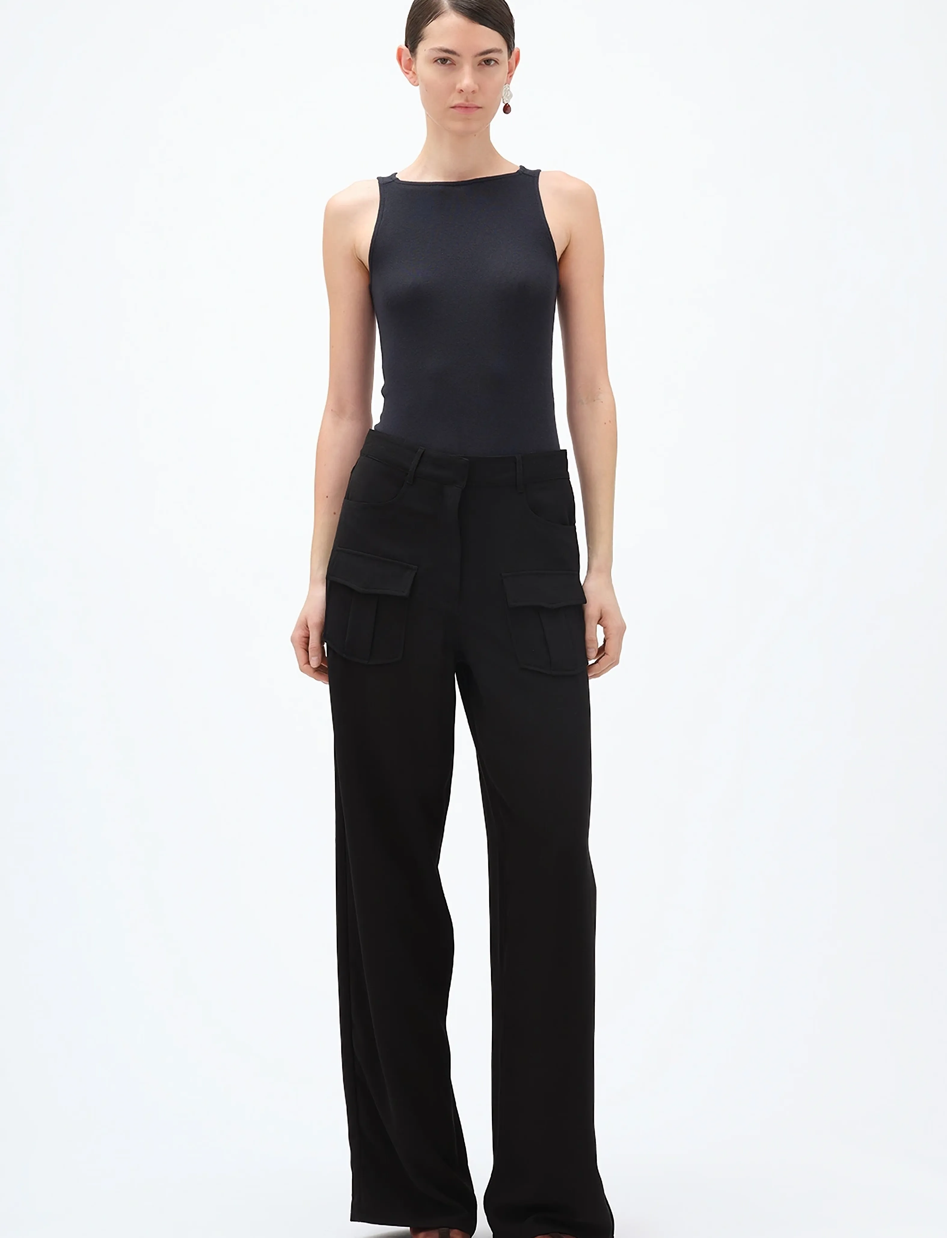 REMAIN Birger Christensen Tapered Suiting Pants, 36, Trousers, Schwarz - Wide Leg, Frauen