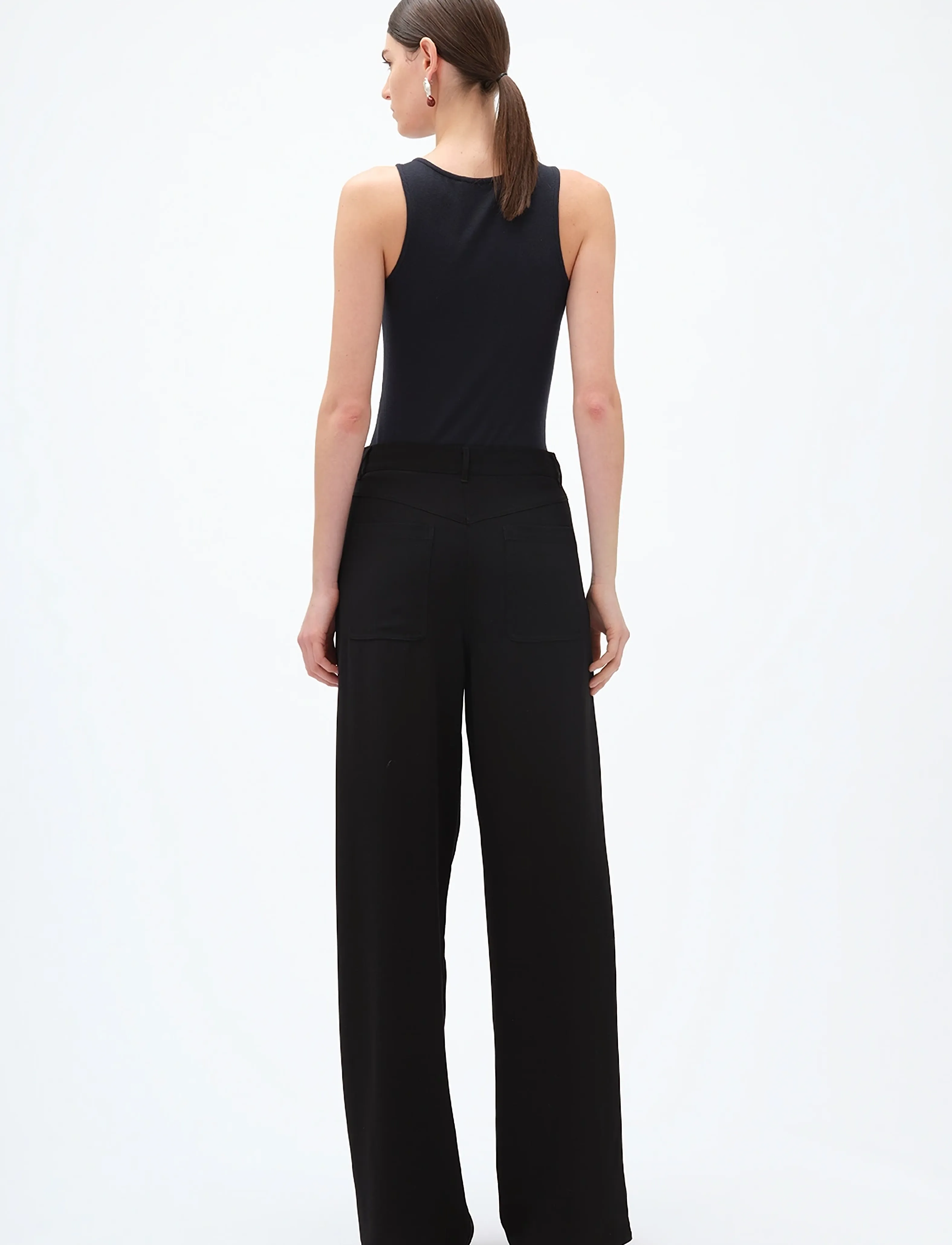 REMAIN Birger Christensen - TAPERED SUITING PANTS - lietišķā stila bikses - black - 3