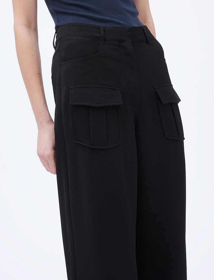 REMAIN Birger Christensen - TAPERED SUITING PANTS - lietišķā stila bikses - black - 4