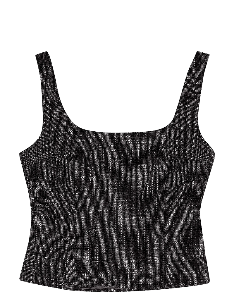 REMAIN Birger Christensen - FITTED TOP - linnen - 1000 black comb. - 0