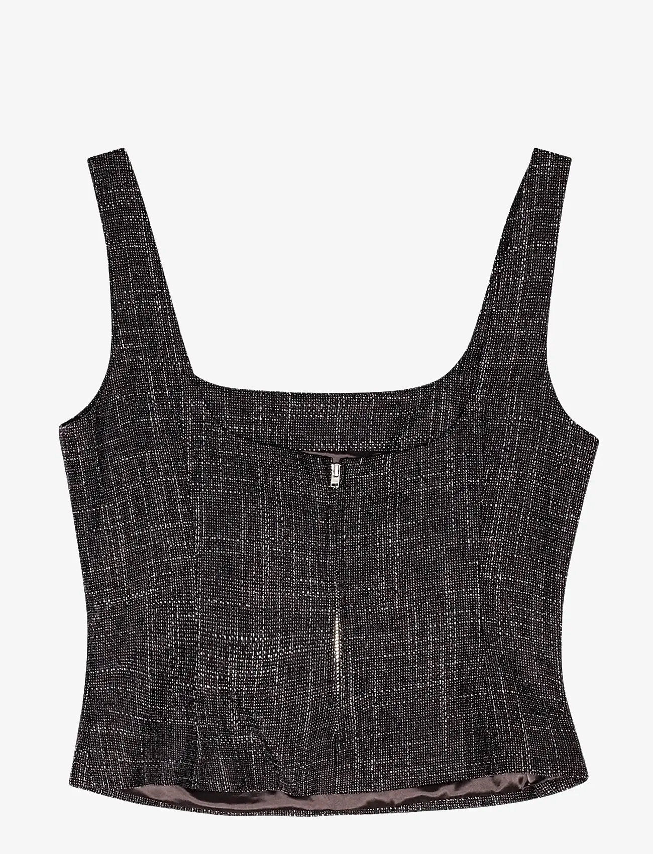 REMAIN Birger Christensen - FITTED TOP - linnen - 1000 black comb. - 1