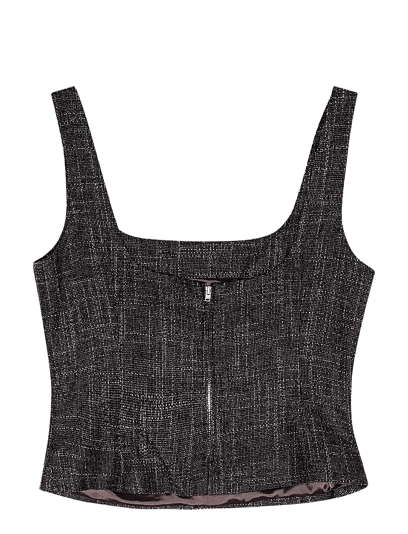 REMAIN Birger Christensen - FITTED TOP - linnen - 1000 black comb. - 1