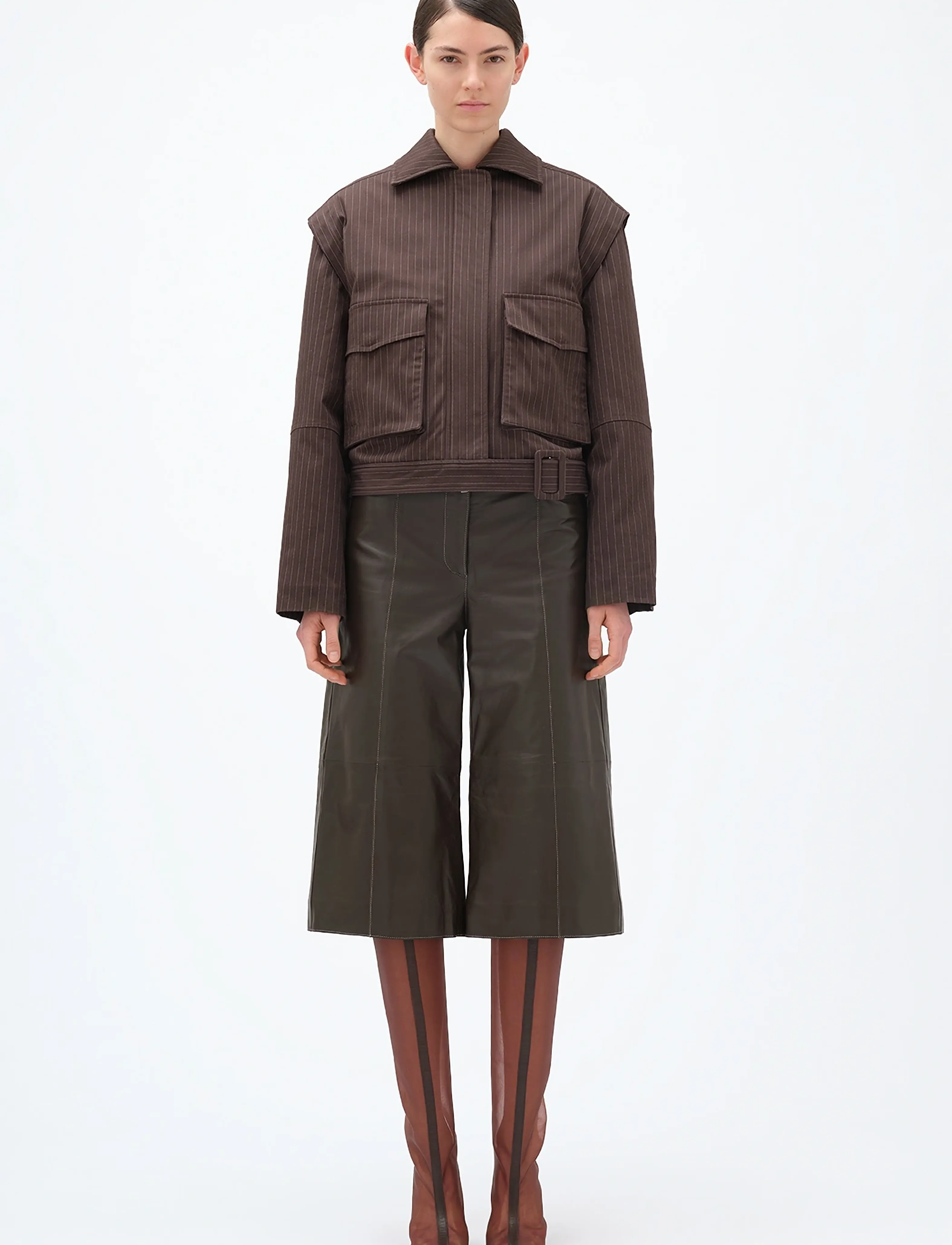 REMAIN Birger Christensen STRIPED BOMBER JACKET - Kollektionen - JAVA COMB. / brown