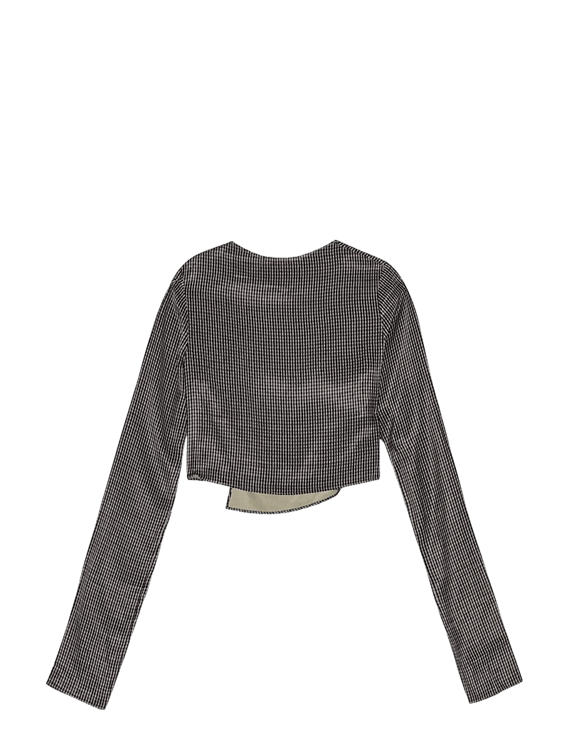 REMAIN Birger Christensen - DRAPY CHECK SHIRT - langærmede toppe - timber wolf comb, - 1