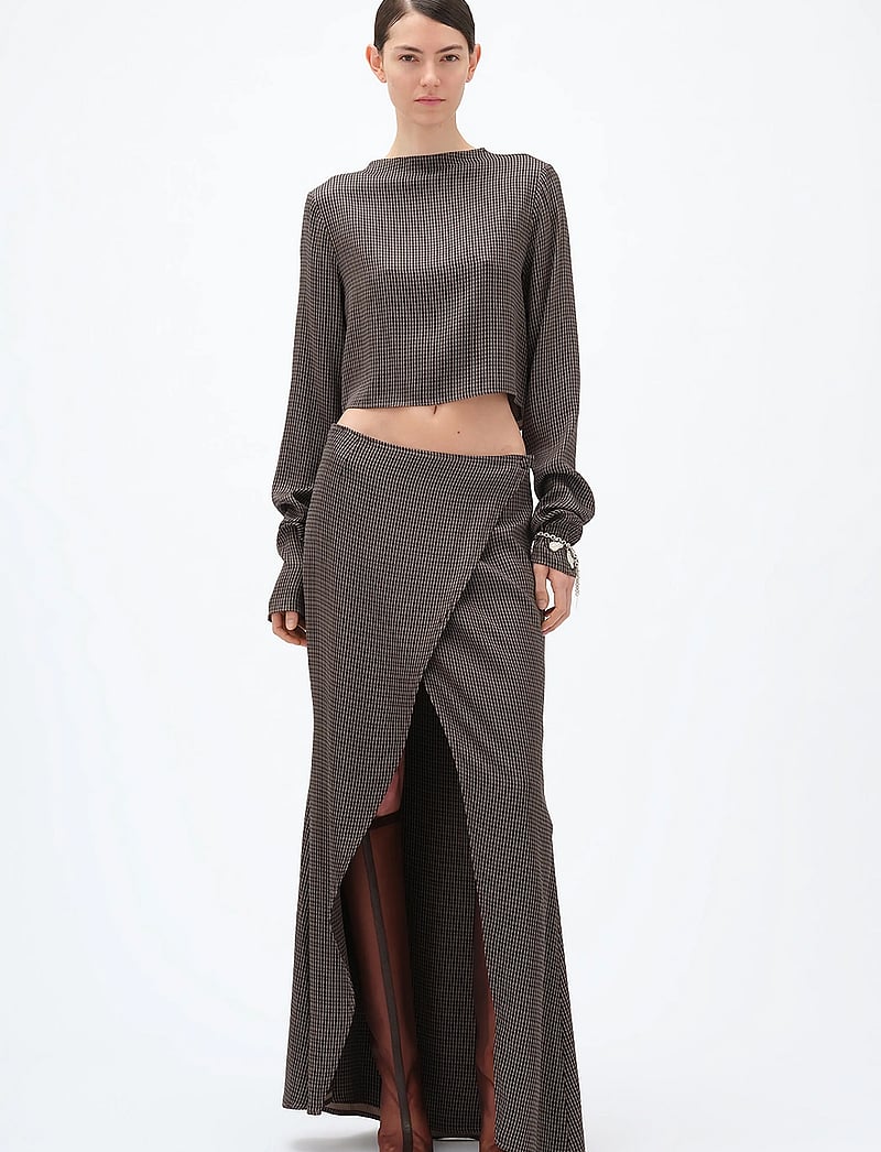 REMAIN Birger Christensen - MAXI CHECK SKIRT - maxi skirts - timber wolf comb, - 0