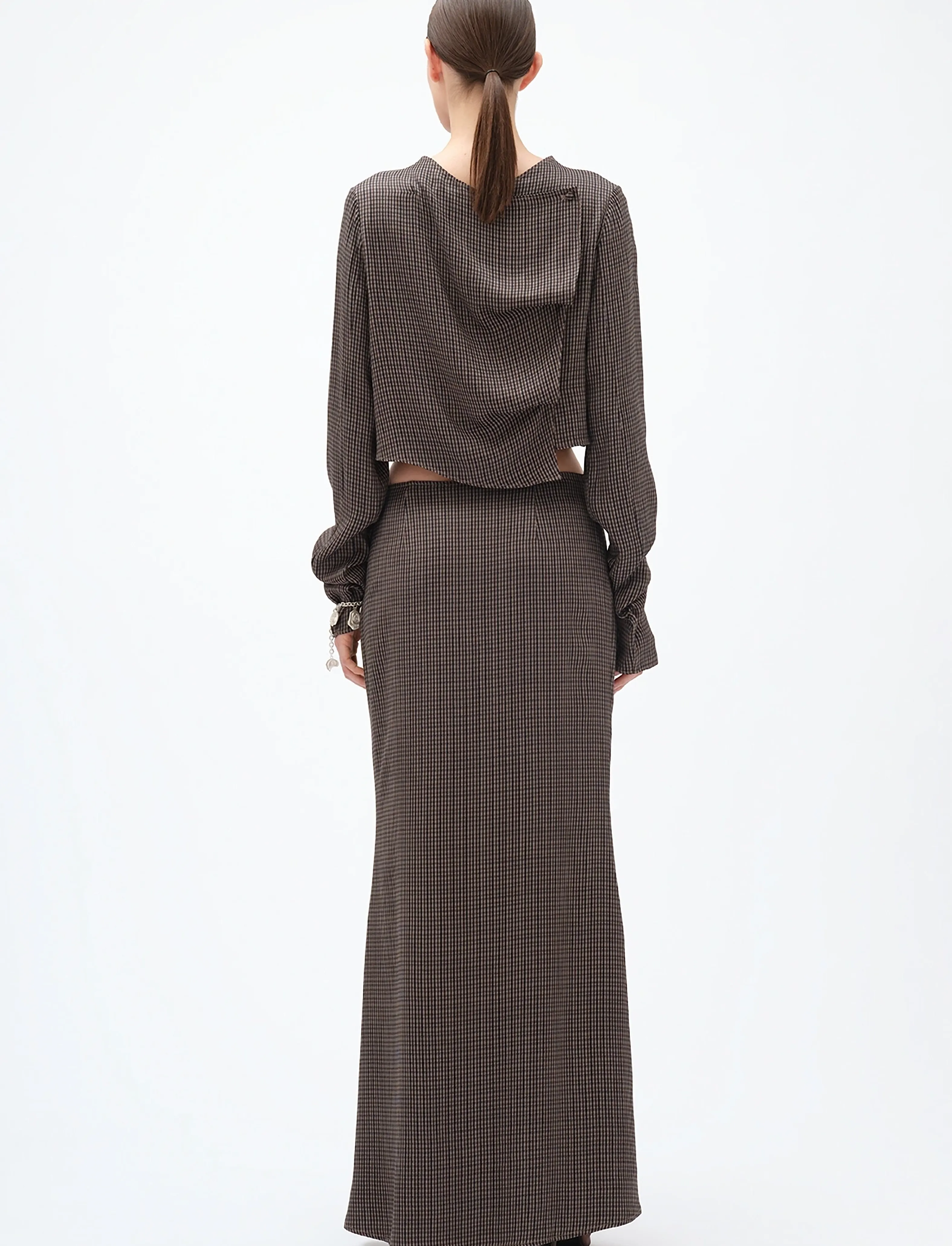 REMAIN Birger Christensen - MAXI CHECK SKIRT - maksiseelikud - timber wolf comb, - 3