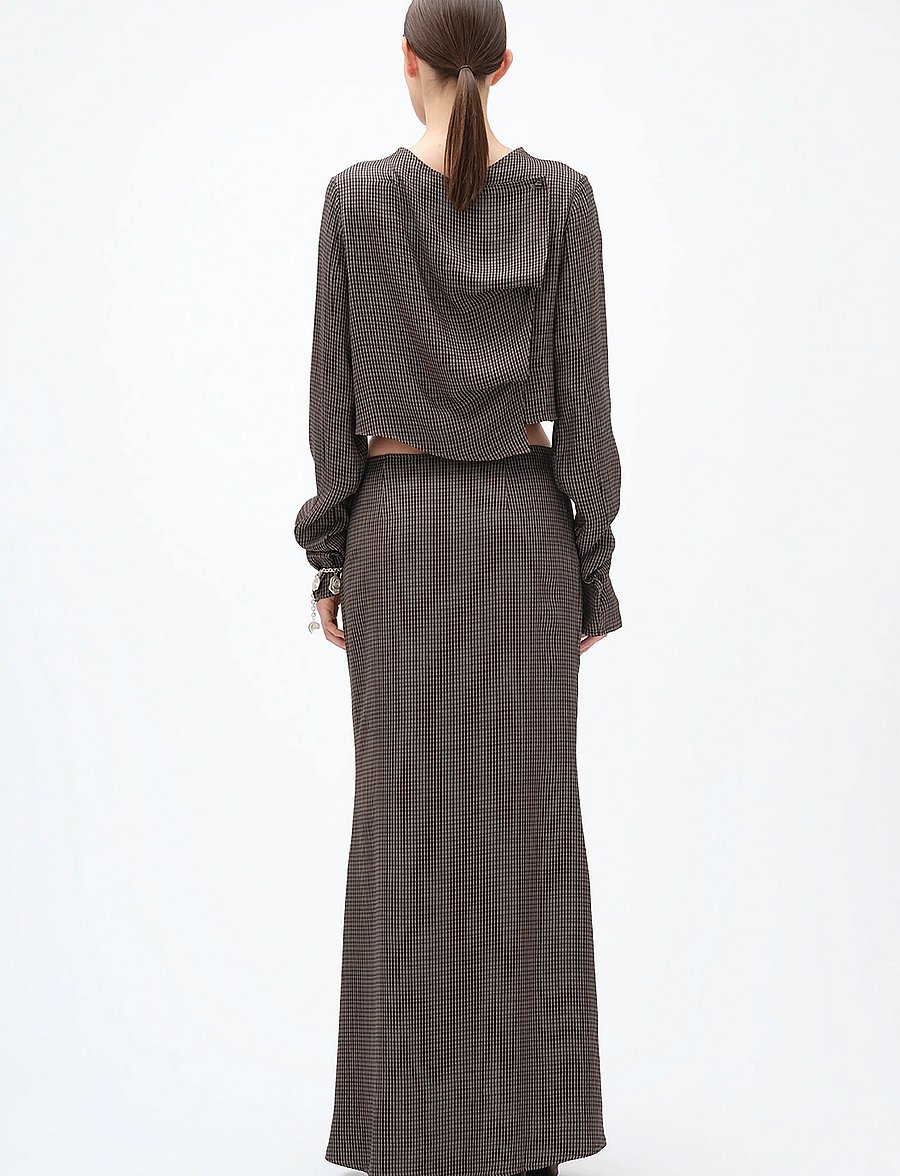 REMAIN Birger Christensen - MAXI CHECK SKIRT - maksiseelikud - timber wolf comb, - 3