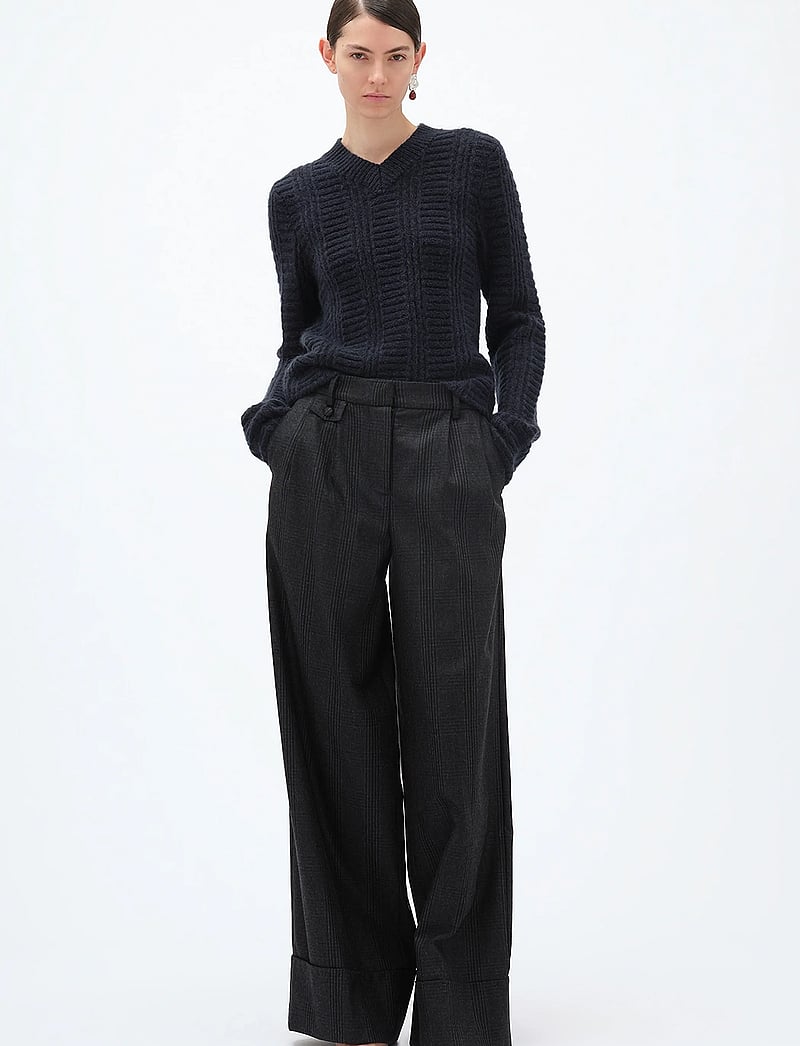 REMAIN Birger Christensen - WIDE LEG PANTS - hosen mit weitem bein - caviar comb. - 0