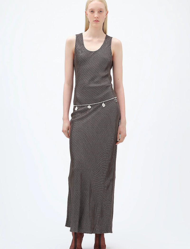 REMAIN Birger Christensen - MAXI CHECK DRESS - festkjoler - timber wolf comb, - 0