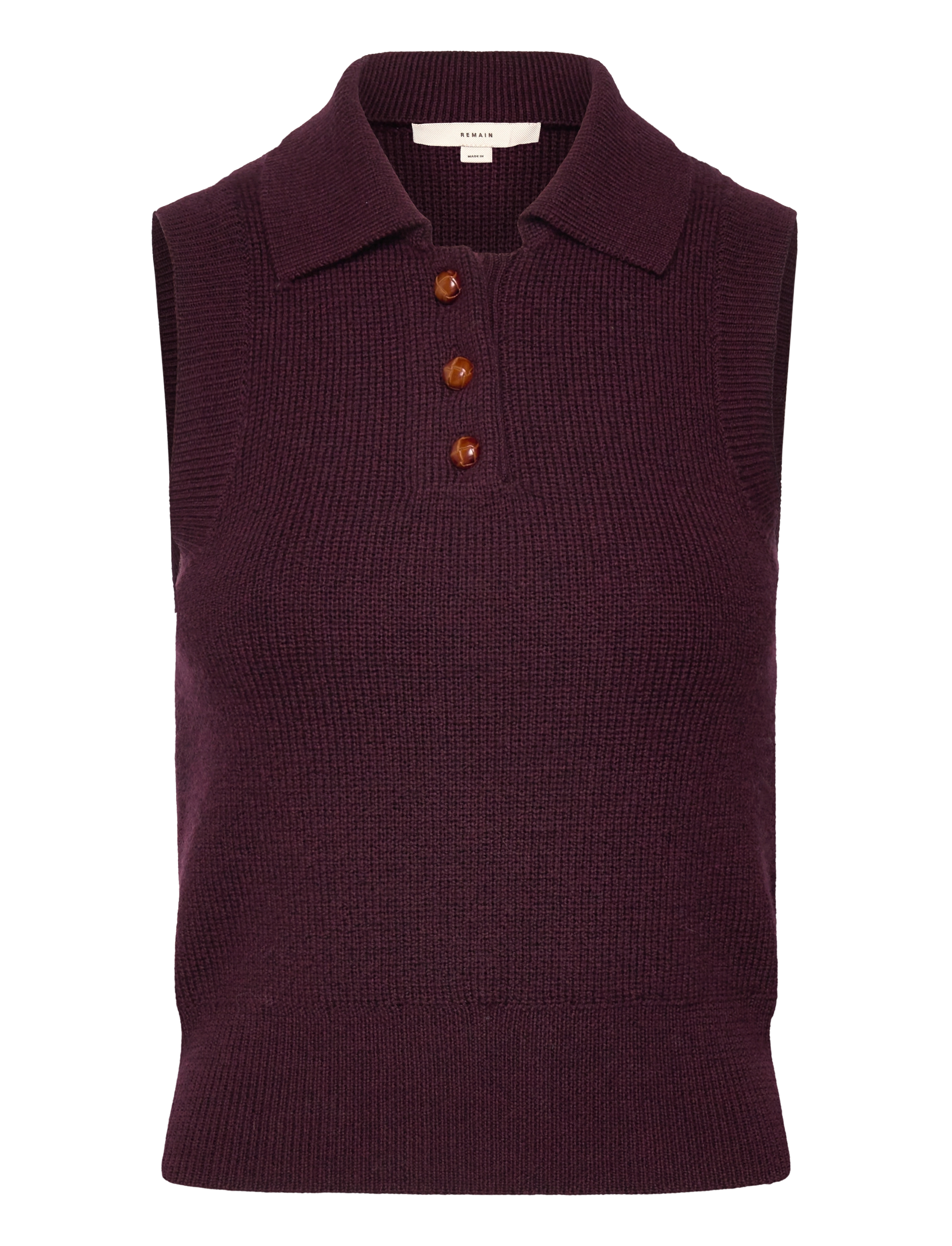 REMAIN Birger Christensen Knitted Polo Top - Gestrickte westen - PORT ROYALE / burgundy